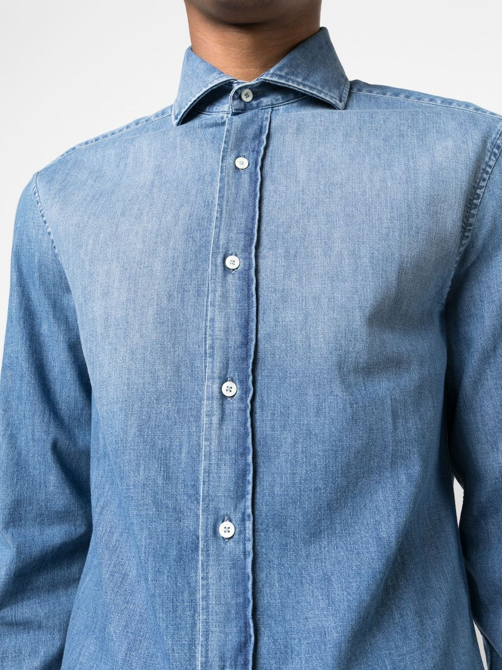 spread-collar denim shirt - 5