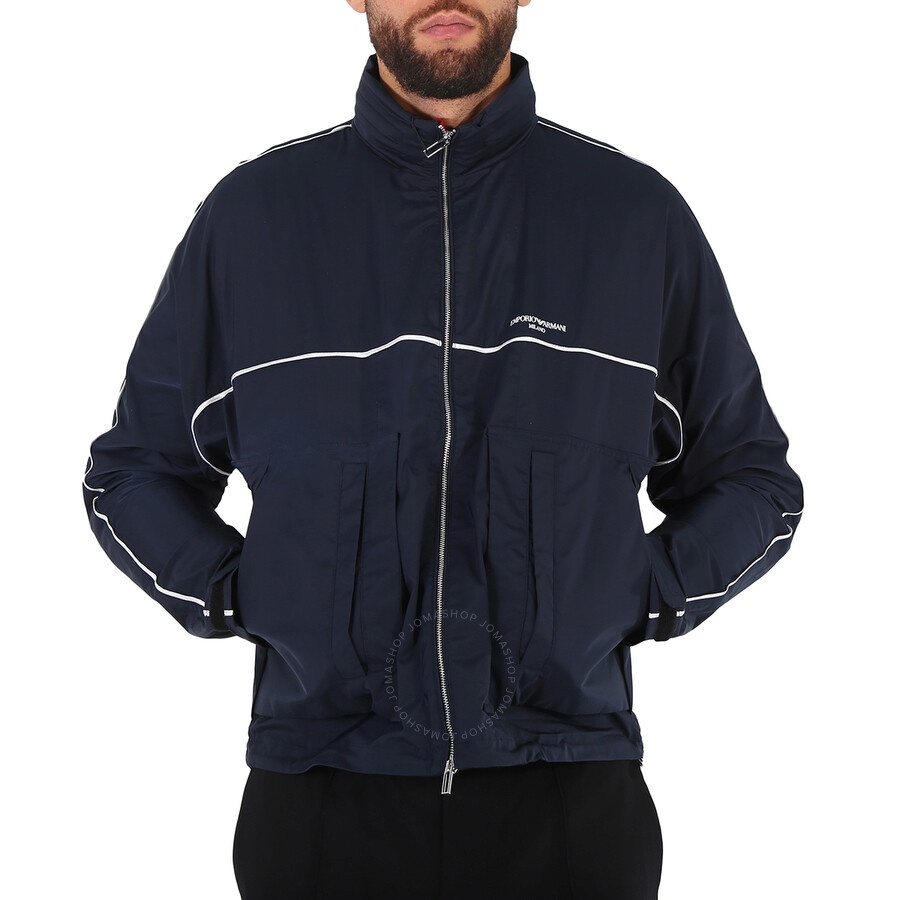 Emporio Armani Navy Nylon Full Zip Logo Blouson Jacket - 3