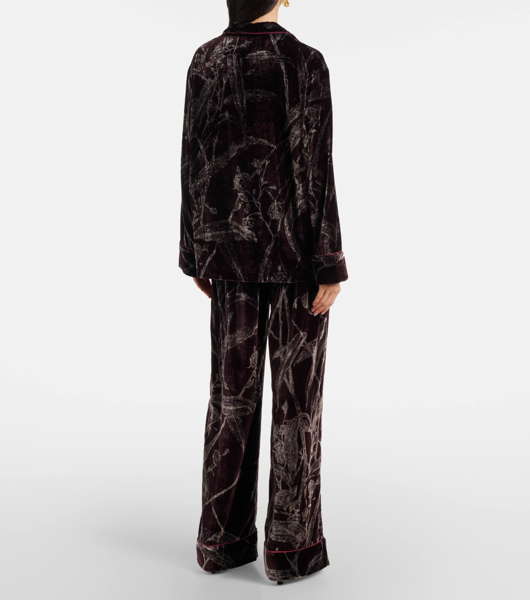 Floral satin pajama shirt - 3