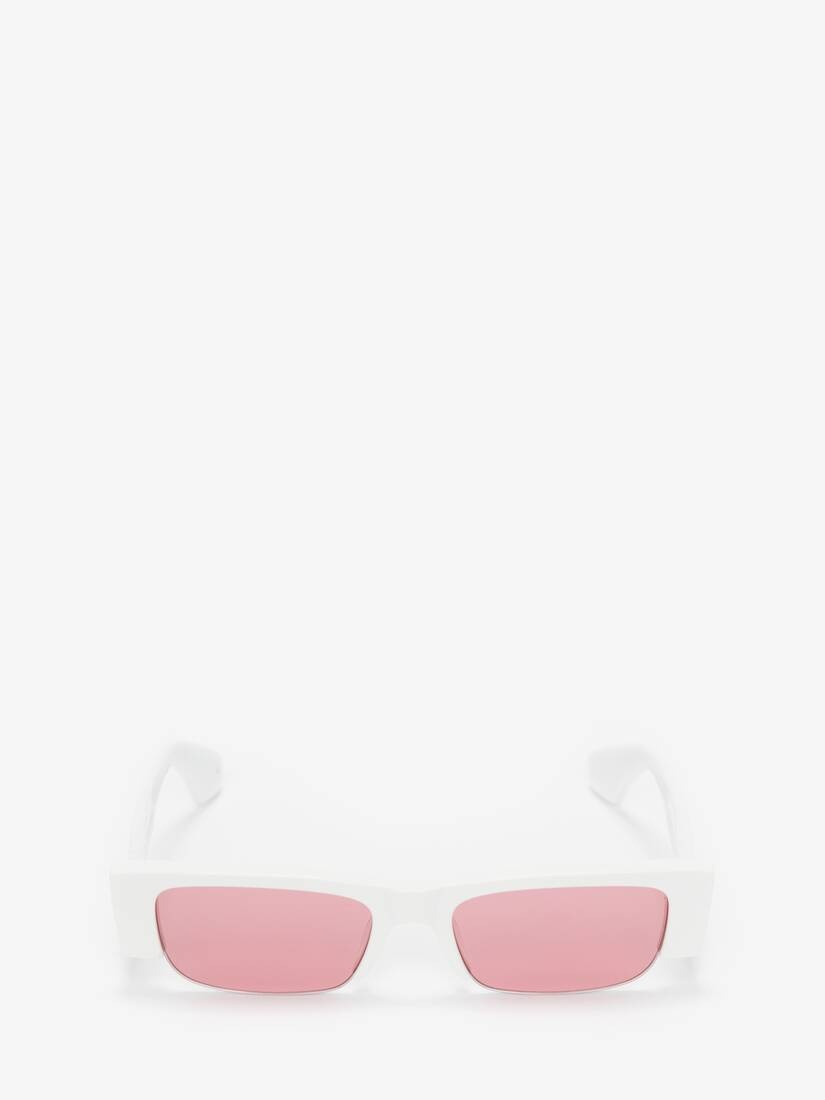 Women's McQueen Graffiti Slashed Sunglasses in White - 1