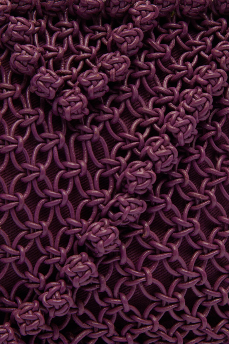 Leather Macrame Clutch Grape 4