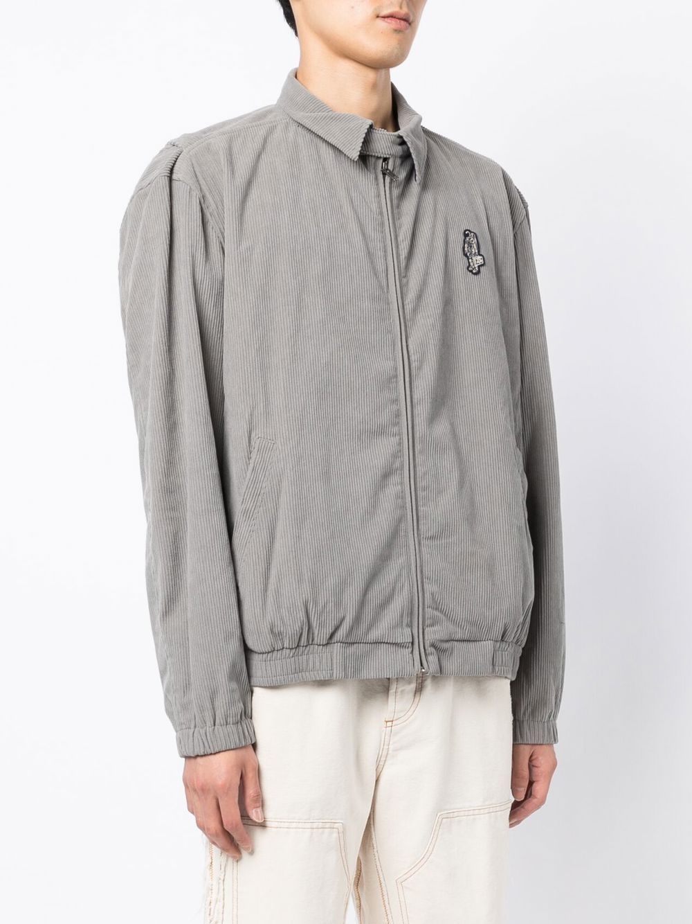logo-print zip-up shirt jacket - 3