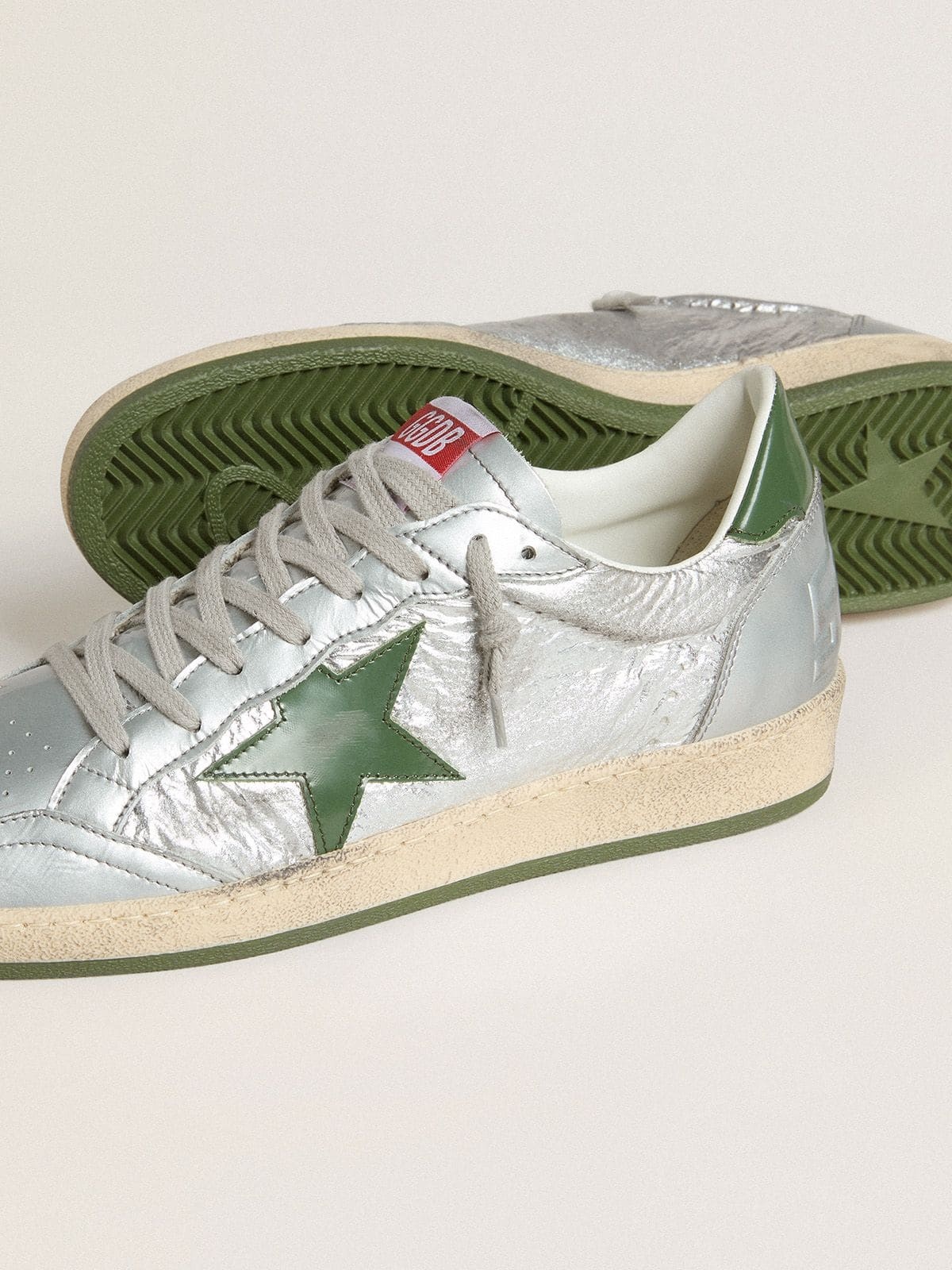 Men's Ball Star in silver nylon with green leather star and heel tab - 3