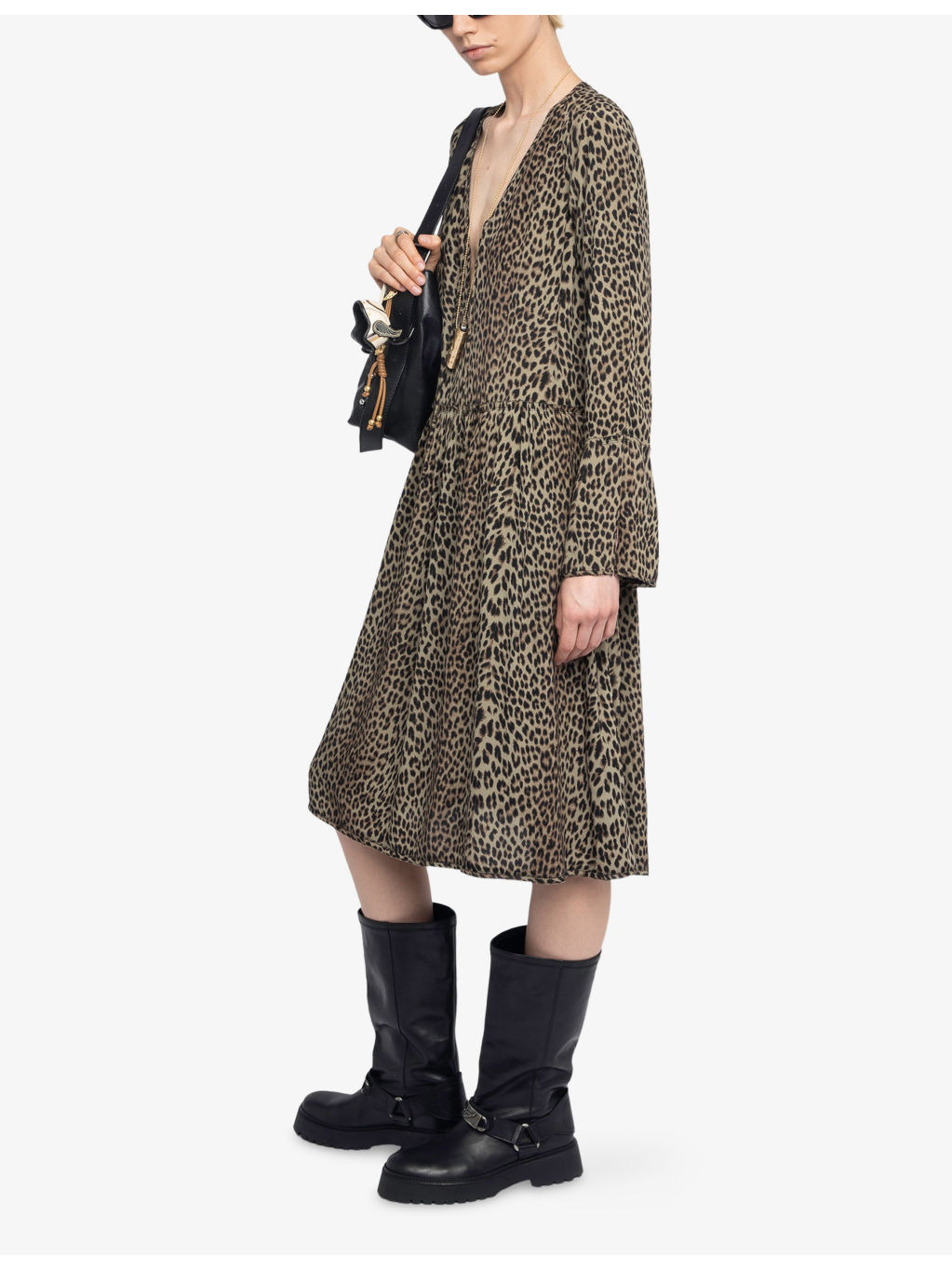 Rinas Leopard-Print Woven Midi Dress - 3