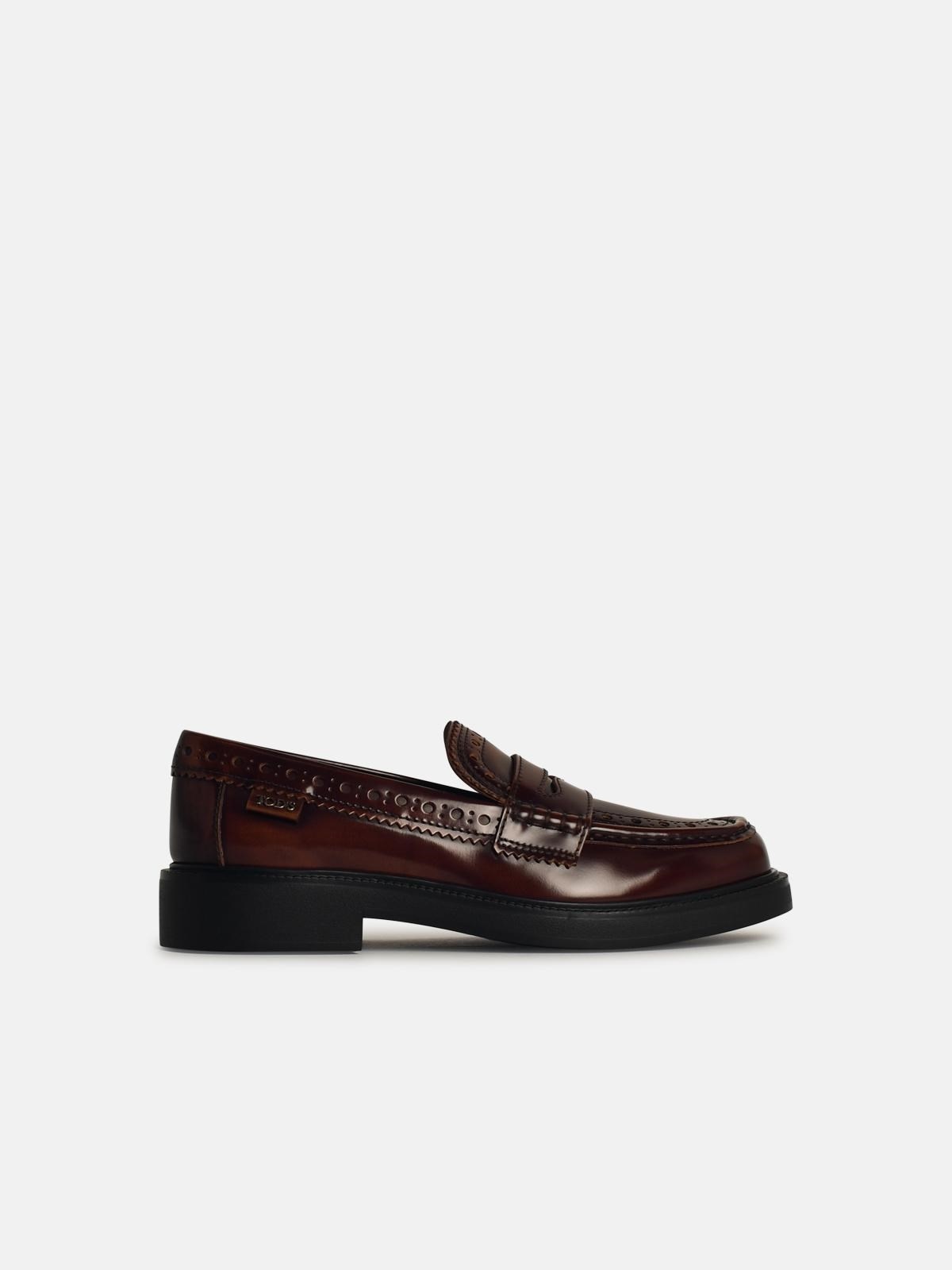 BROWN LEATHER LOAFERS - 1