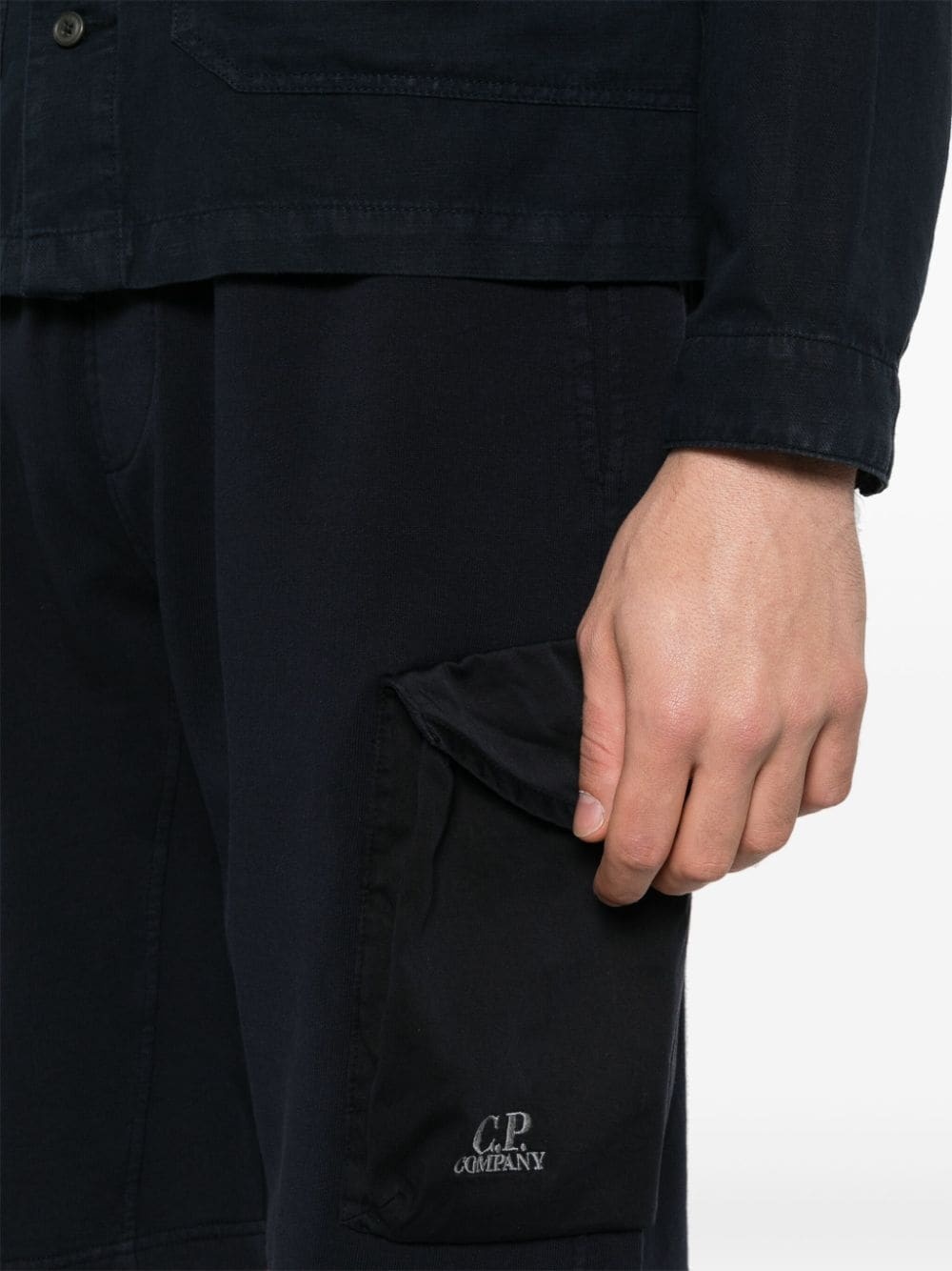 logo-embroidered cotton shorts - 5