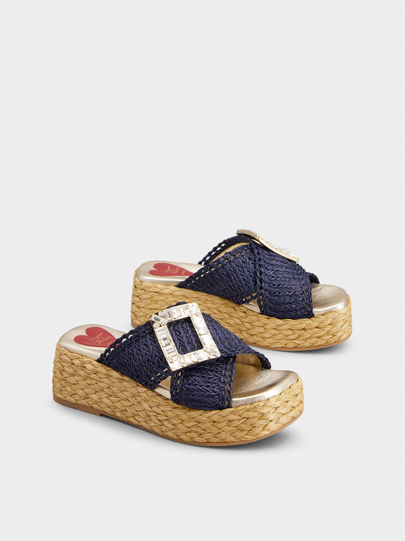 Roger Vivier Wedge Mules in raffia outlook