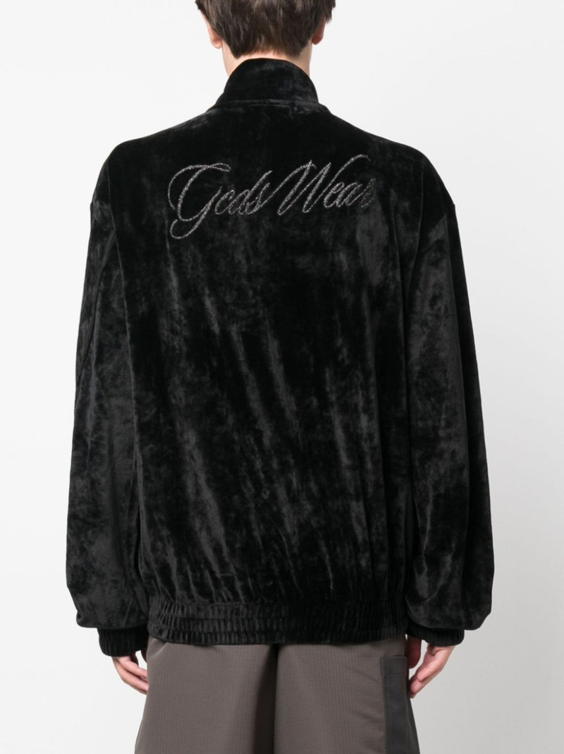 logo-embroidered velvet bomber jacket 4