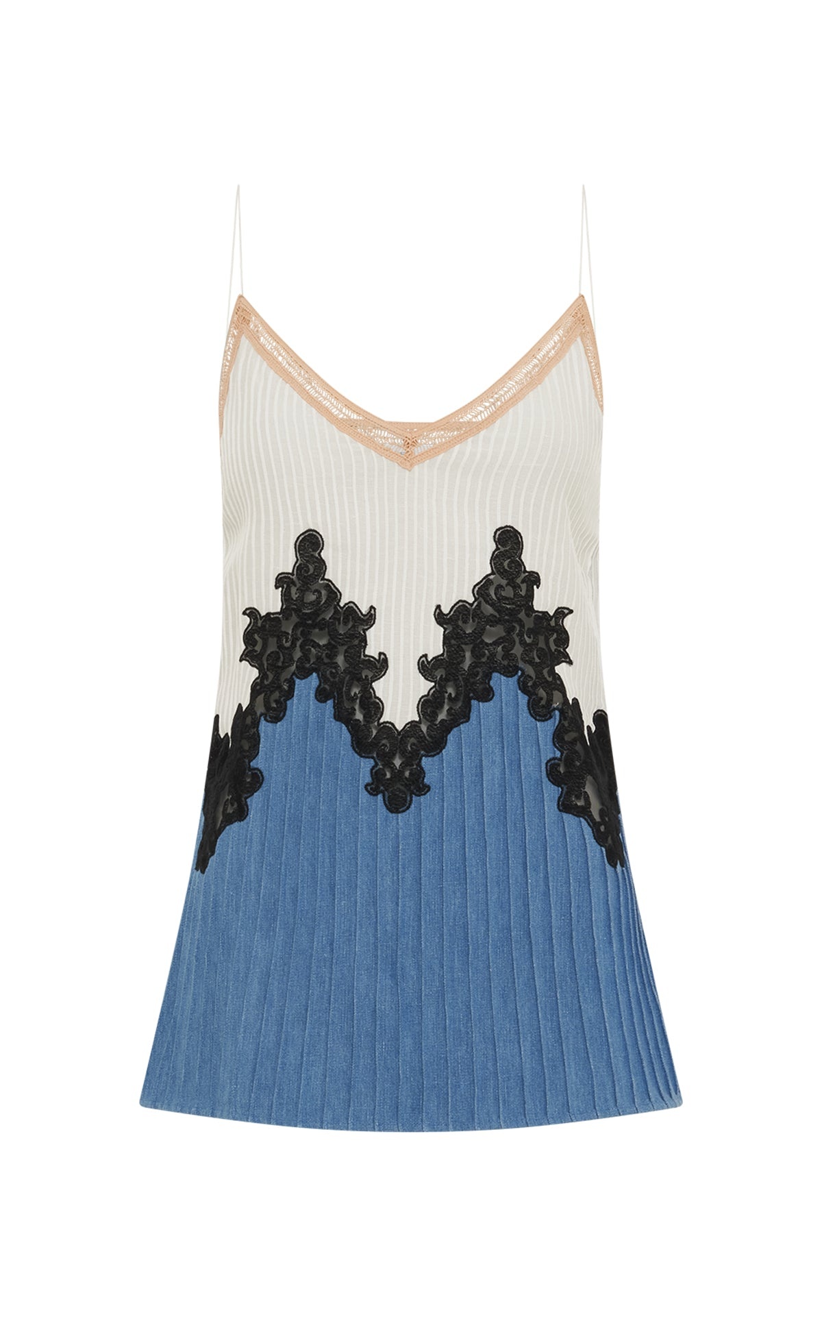 Hermione Lace Camisole in Light Blue Recycled Cotton Linen - 1