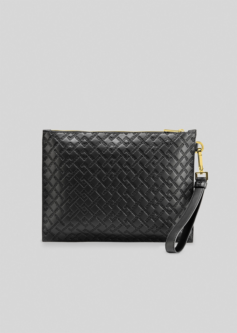 VERSACE Large Embossed Greek Key Clutch outlook