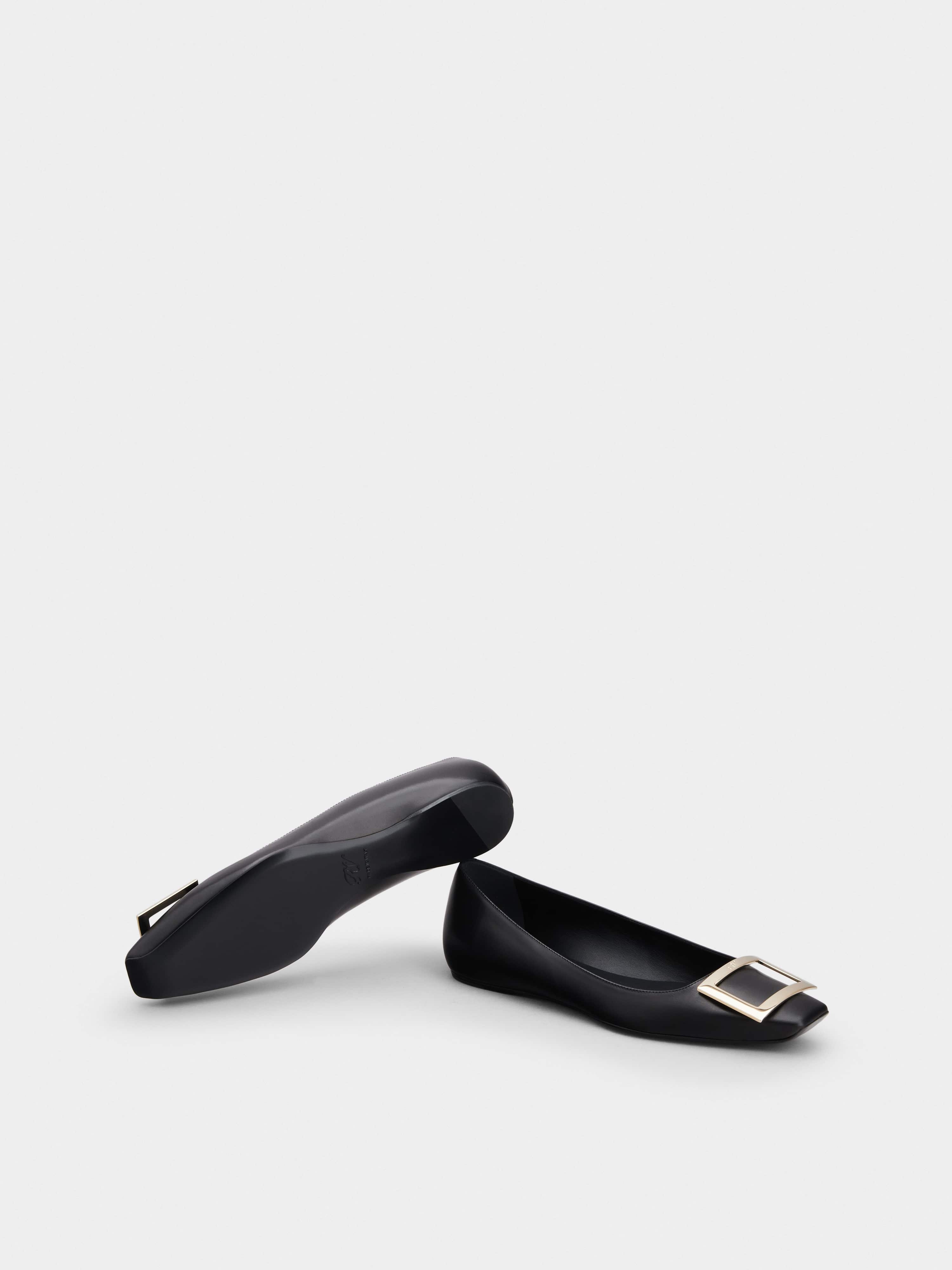 Trompette Metal Buckle Ballerinas in Leather - 6