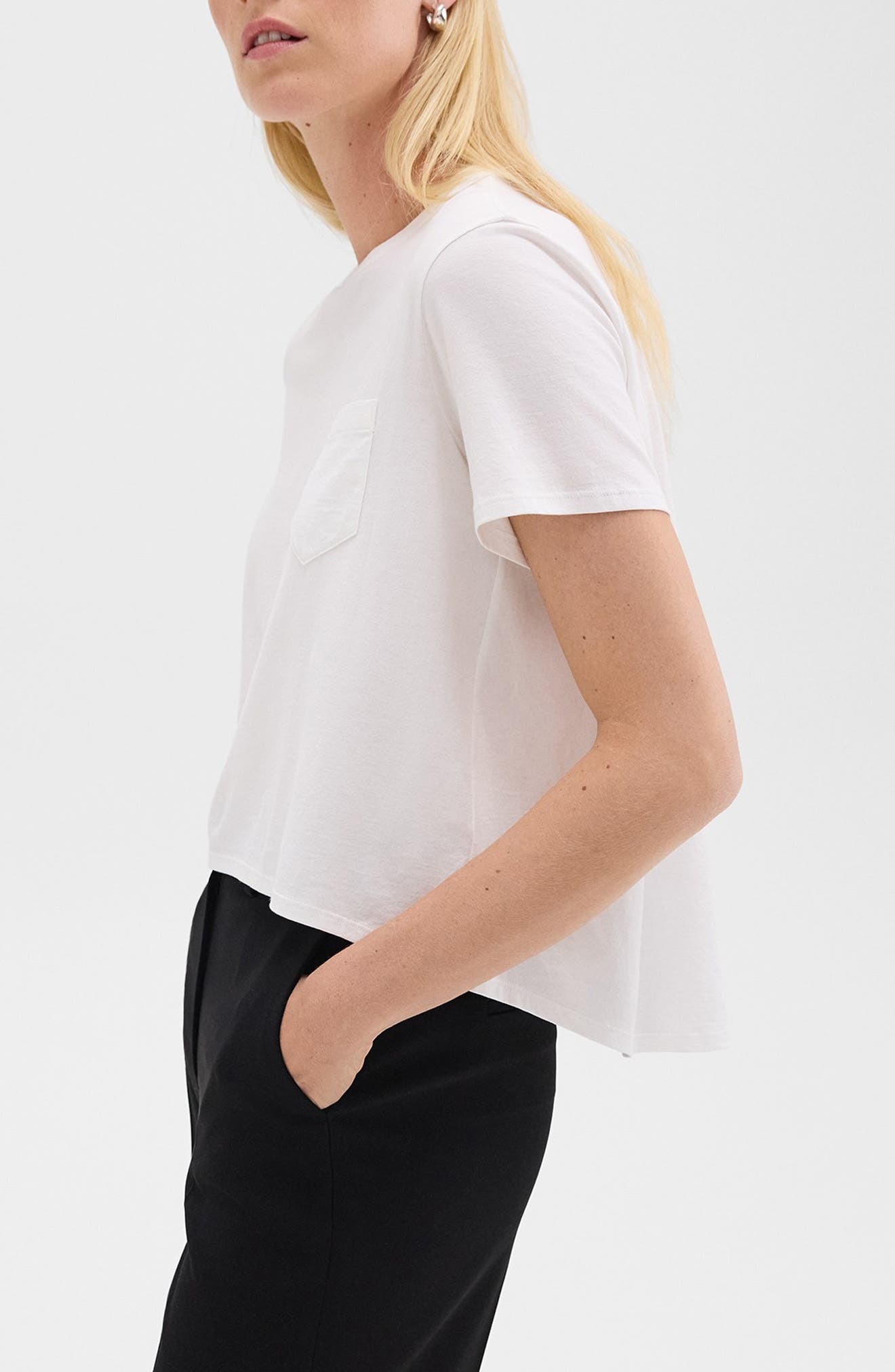 Theory Easy Apex High-Low Pocket T-Shirt in White at Nordstrom - 3