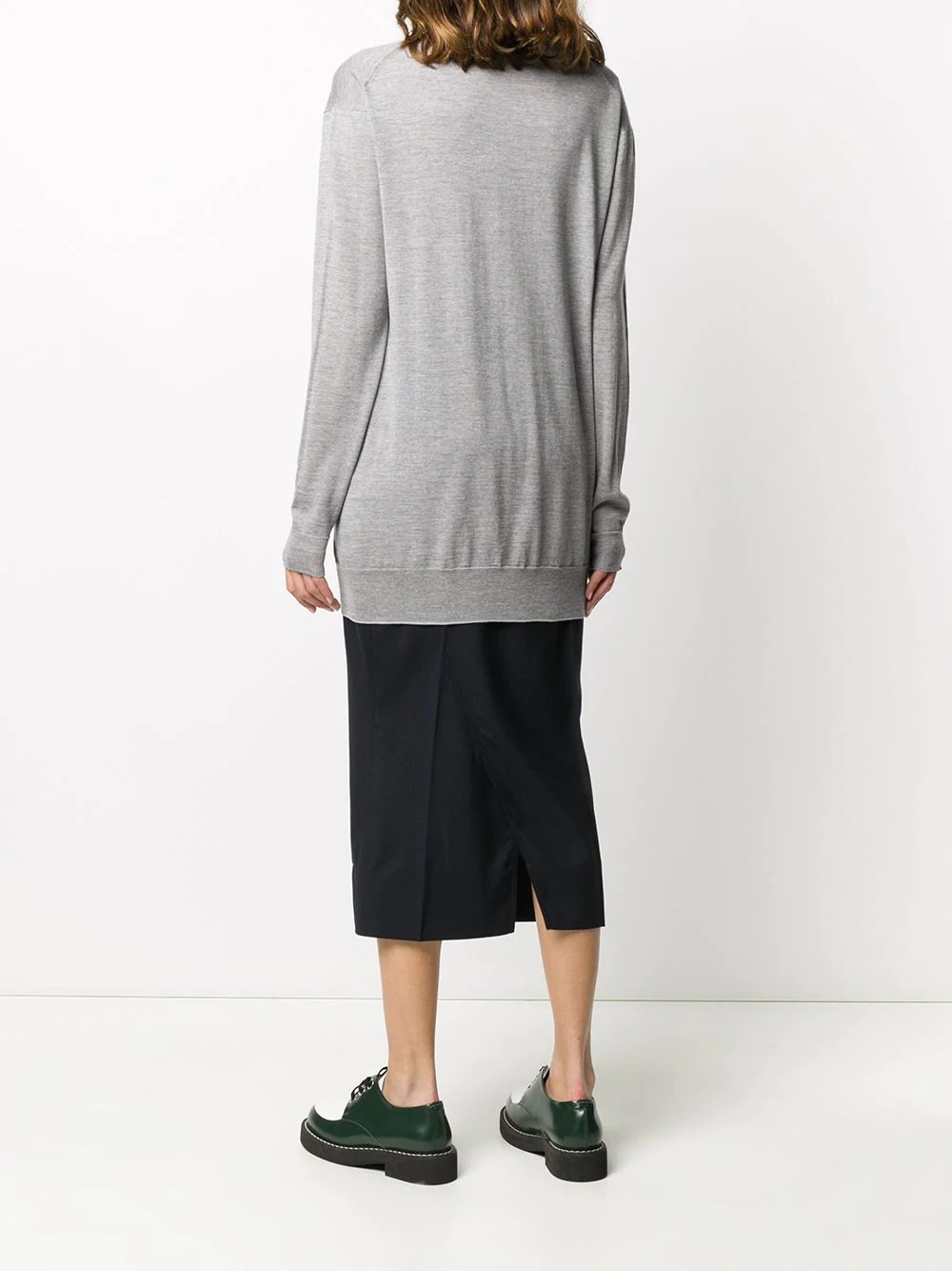 oversized V-neck jumper - 4