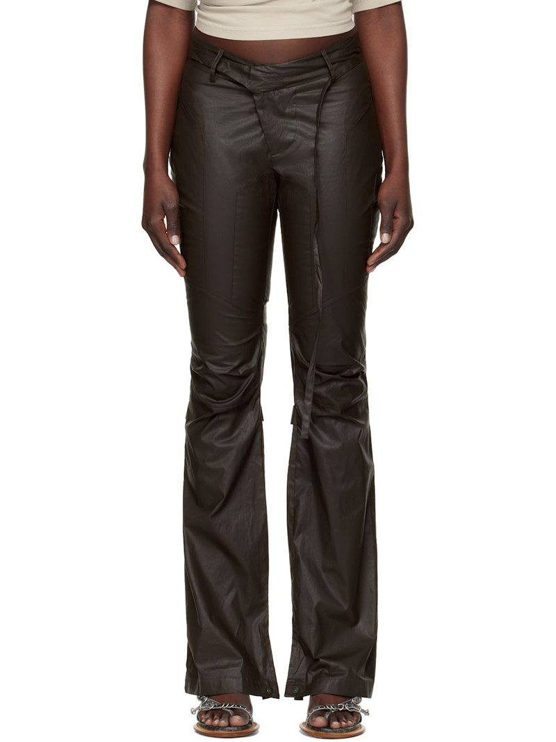 Brown Deconstructed Flared Pants 1