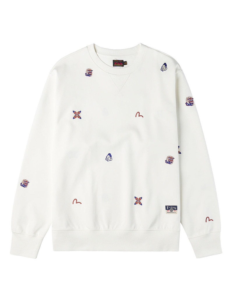 Allover Multi Logos Embroidery Relax Fit Sweatshirt 11