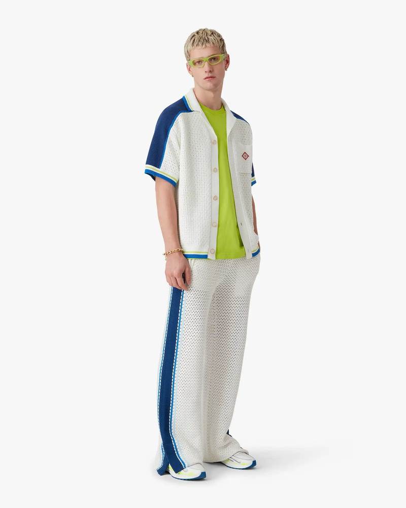 CASABLANCA White & Blue Striped Mesh Track Pants | Casablanca Paris outlook
