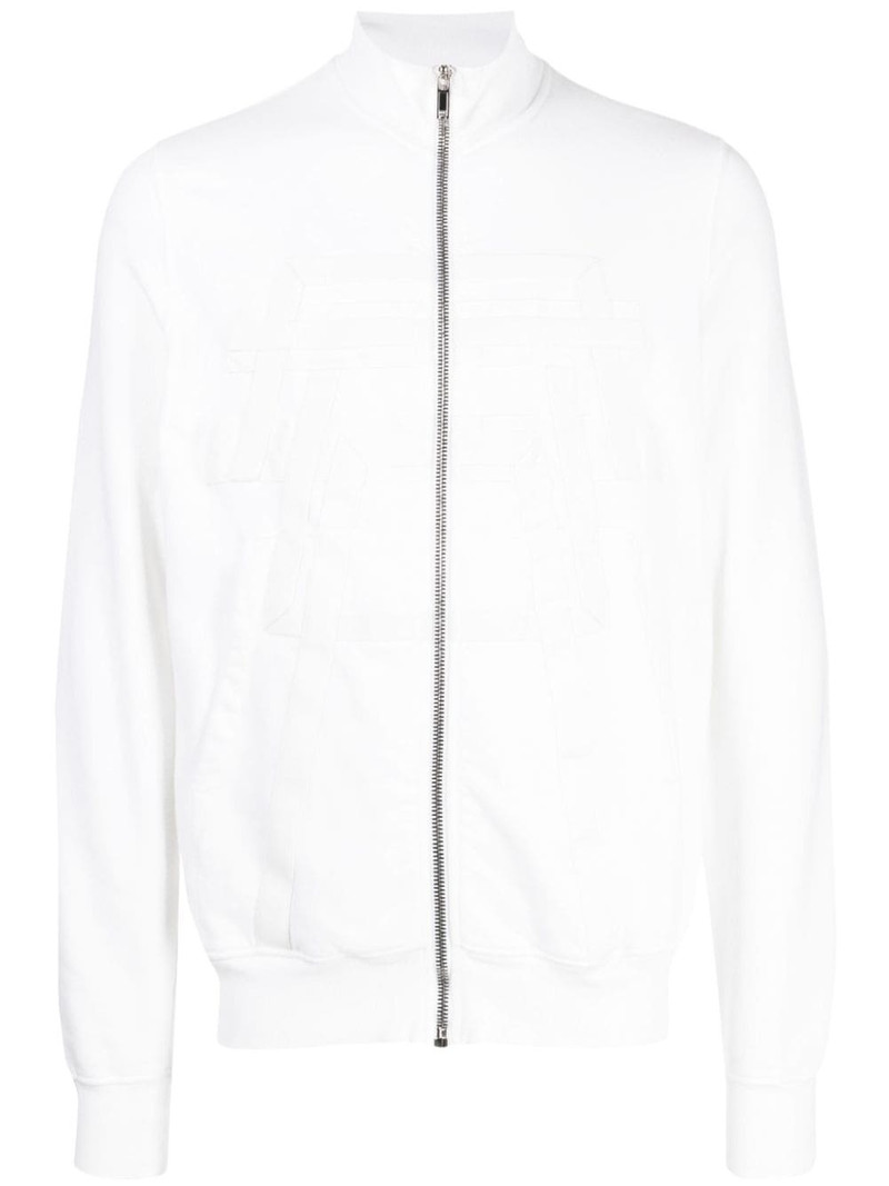logo-embossed zip-front cotton jacket 1