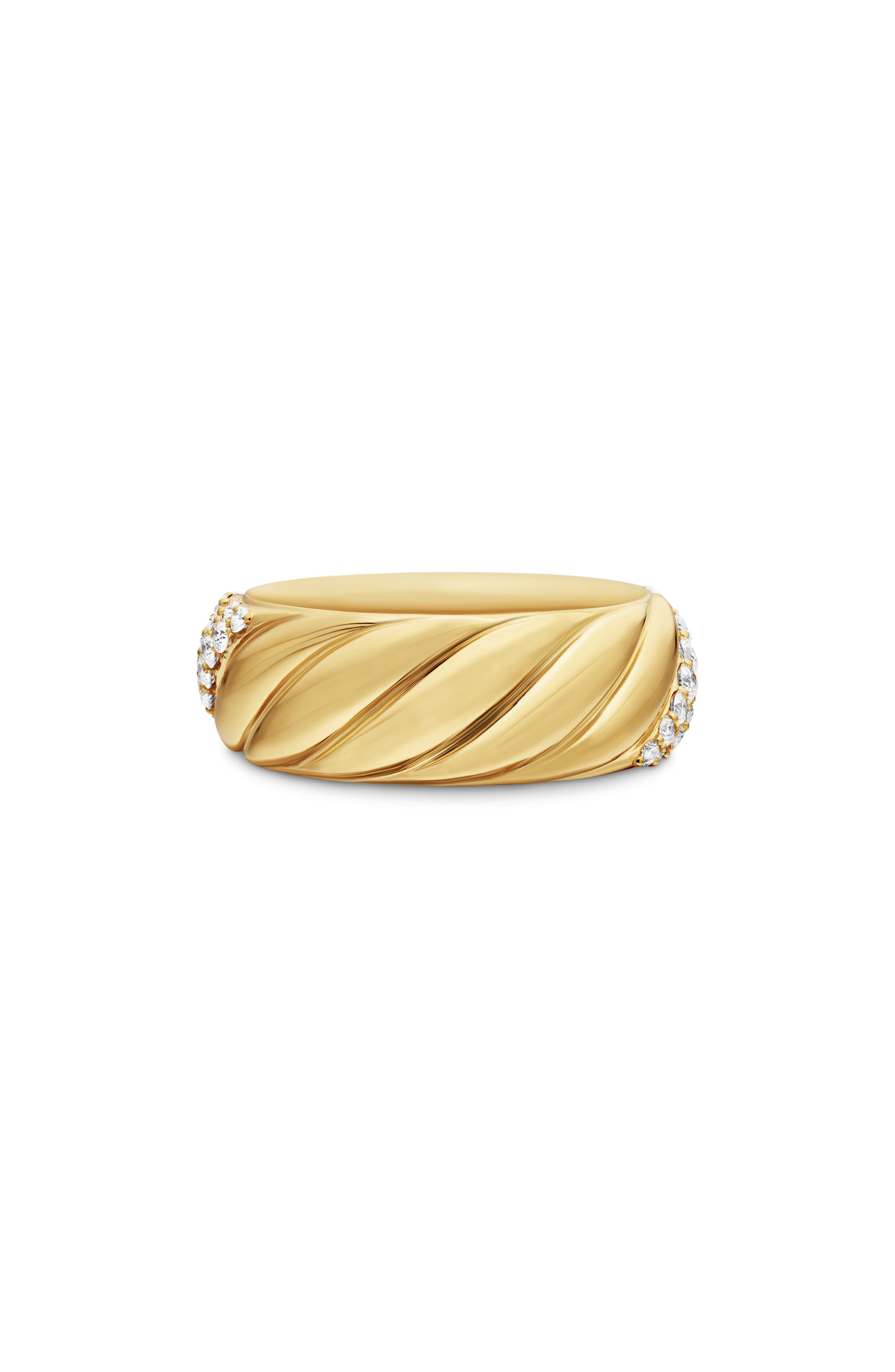 David Yurman Sculpted Cable Band Ring in 18K Yellow Gold with Pavé Diamonds at Nordstrom - 7