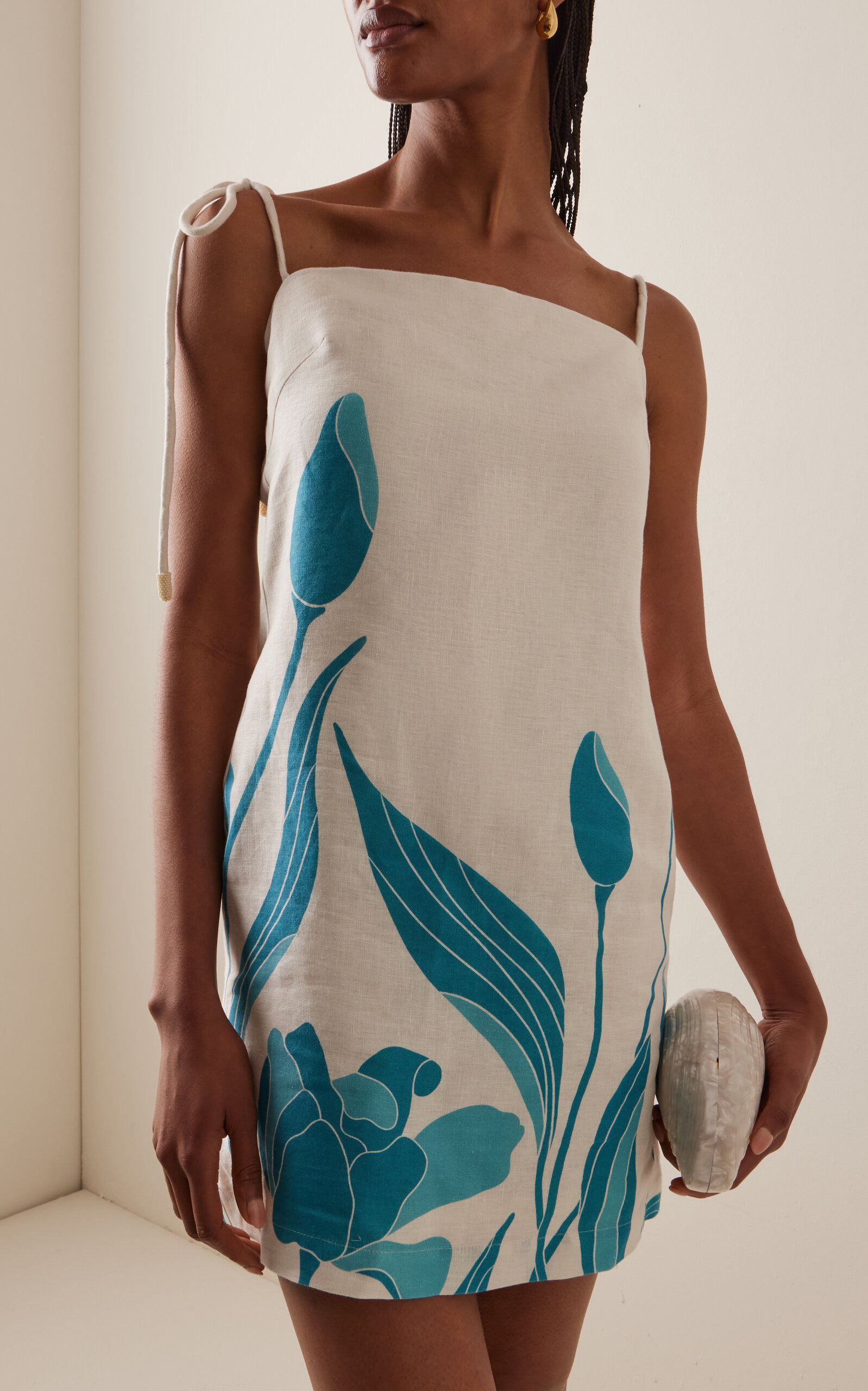 Exclusive Brisa Floral Linen Mini Dress blue - 3