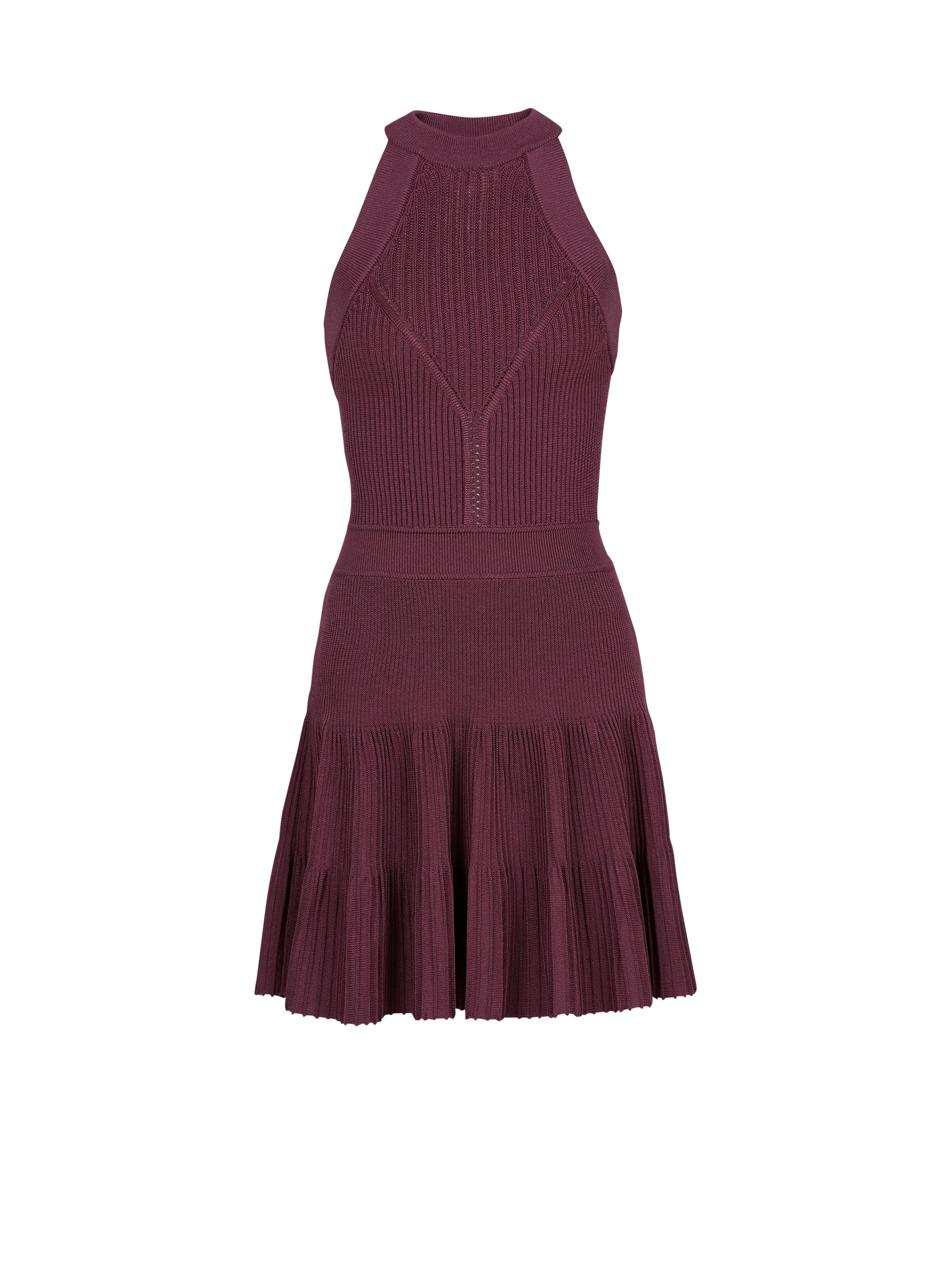 Sleeveless flared dress in openwork knit - 1