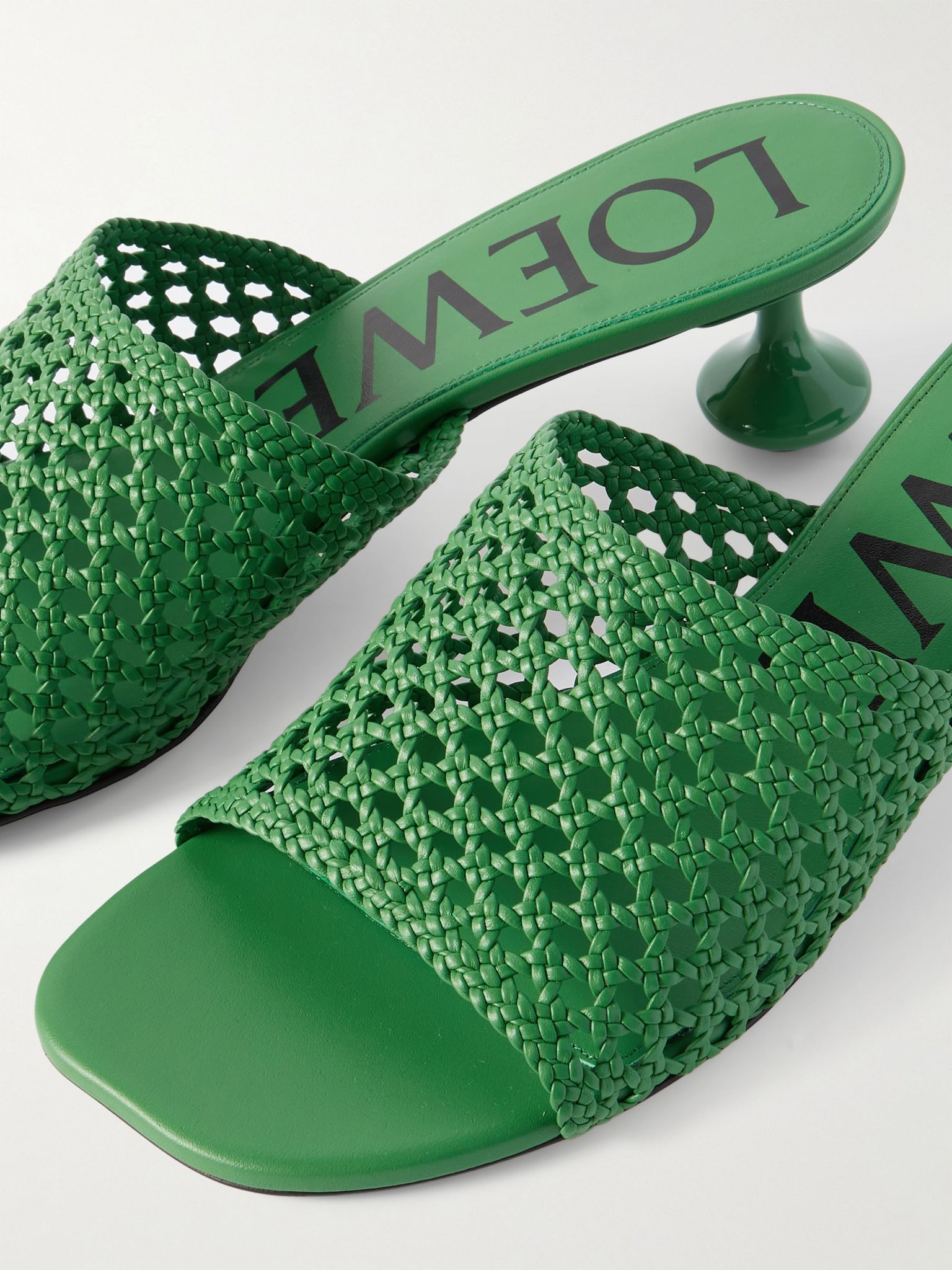 + Paula's Ibiza Toy woven leather mules Green - 4