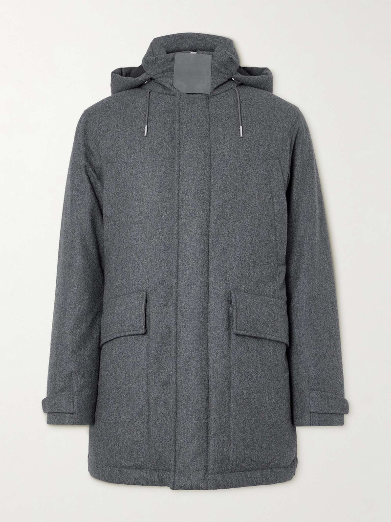 Suede-Trimmed TECHMERINO™ Wool Hooded Down Parka - 1