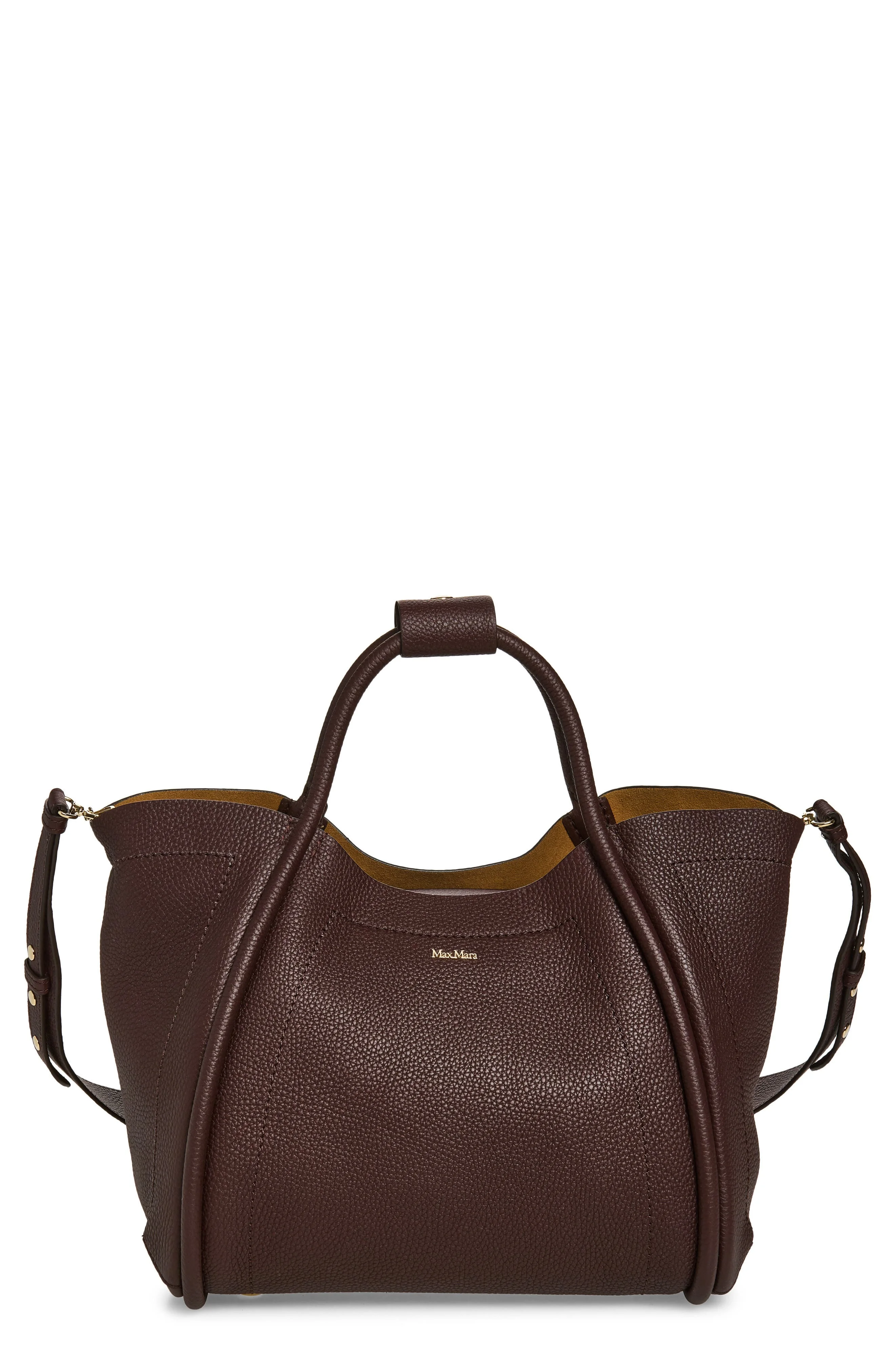 Max Mara Marine Grained Leather Tote in Bordeaux at Nordstrom - 1