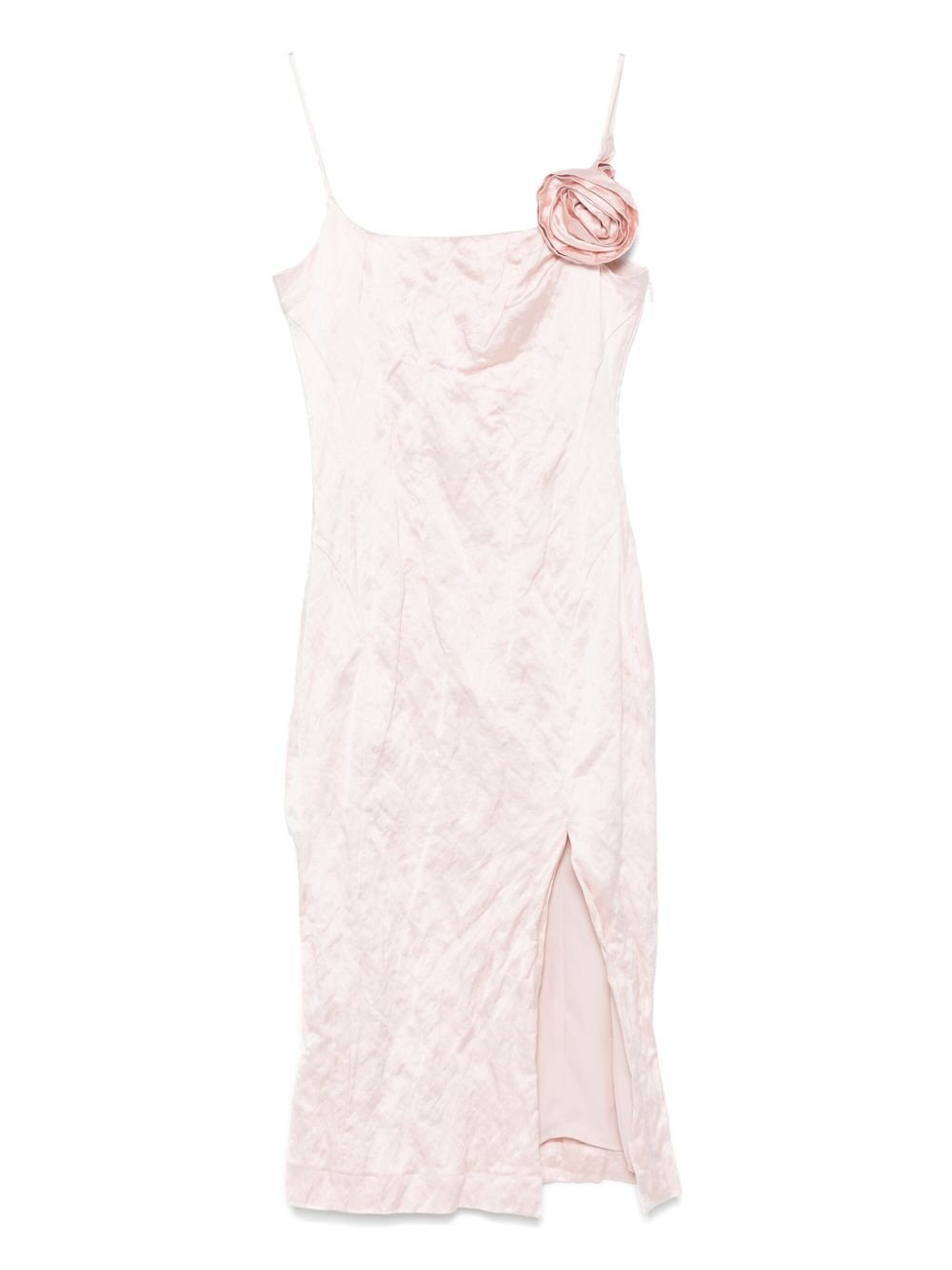 3D-roses crinkled midi dress - 1