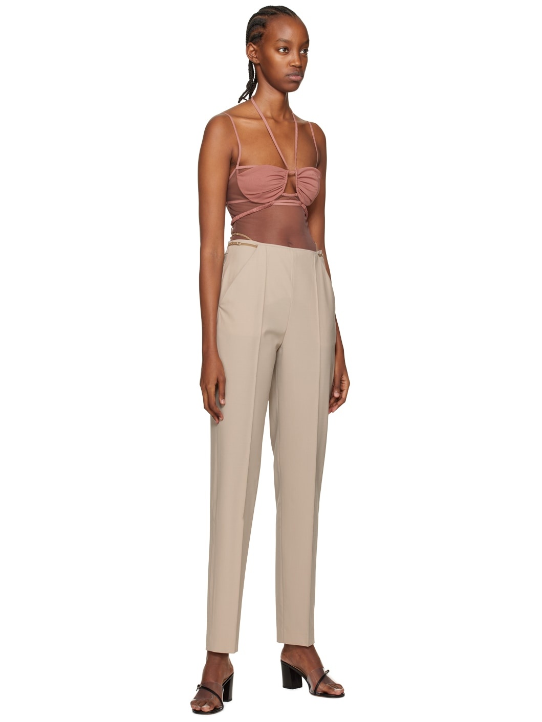 Beige Tailored Trousers - 4