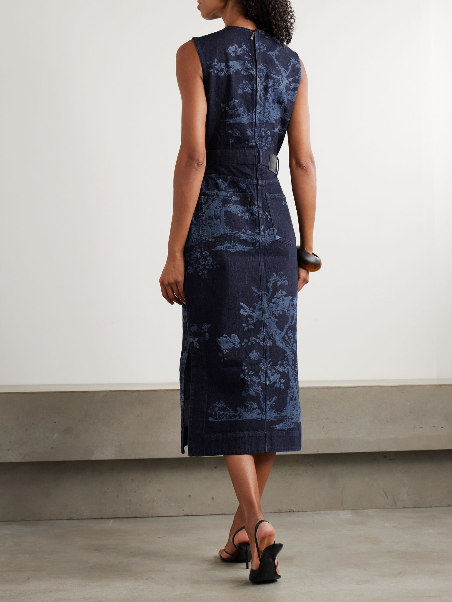 Printed denim midi dress Indigo - 3