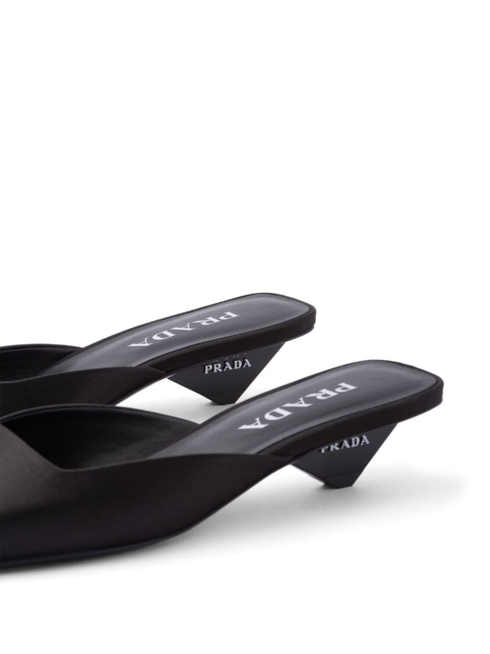 square-toe satin mules - 6