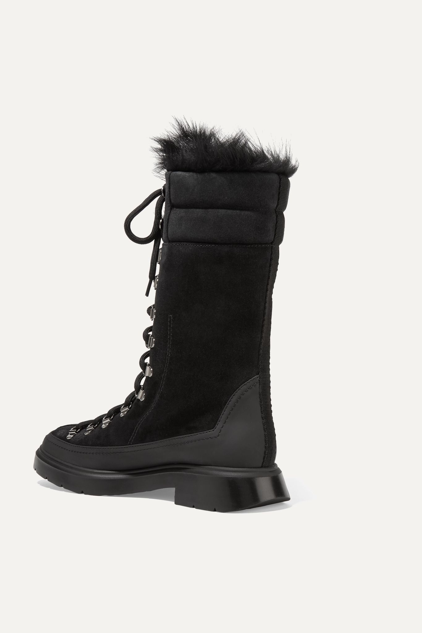 Jessie shearling and rubber-trimmed suede boots - 4