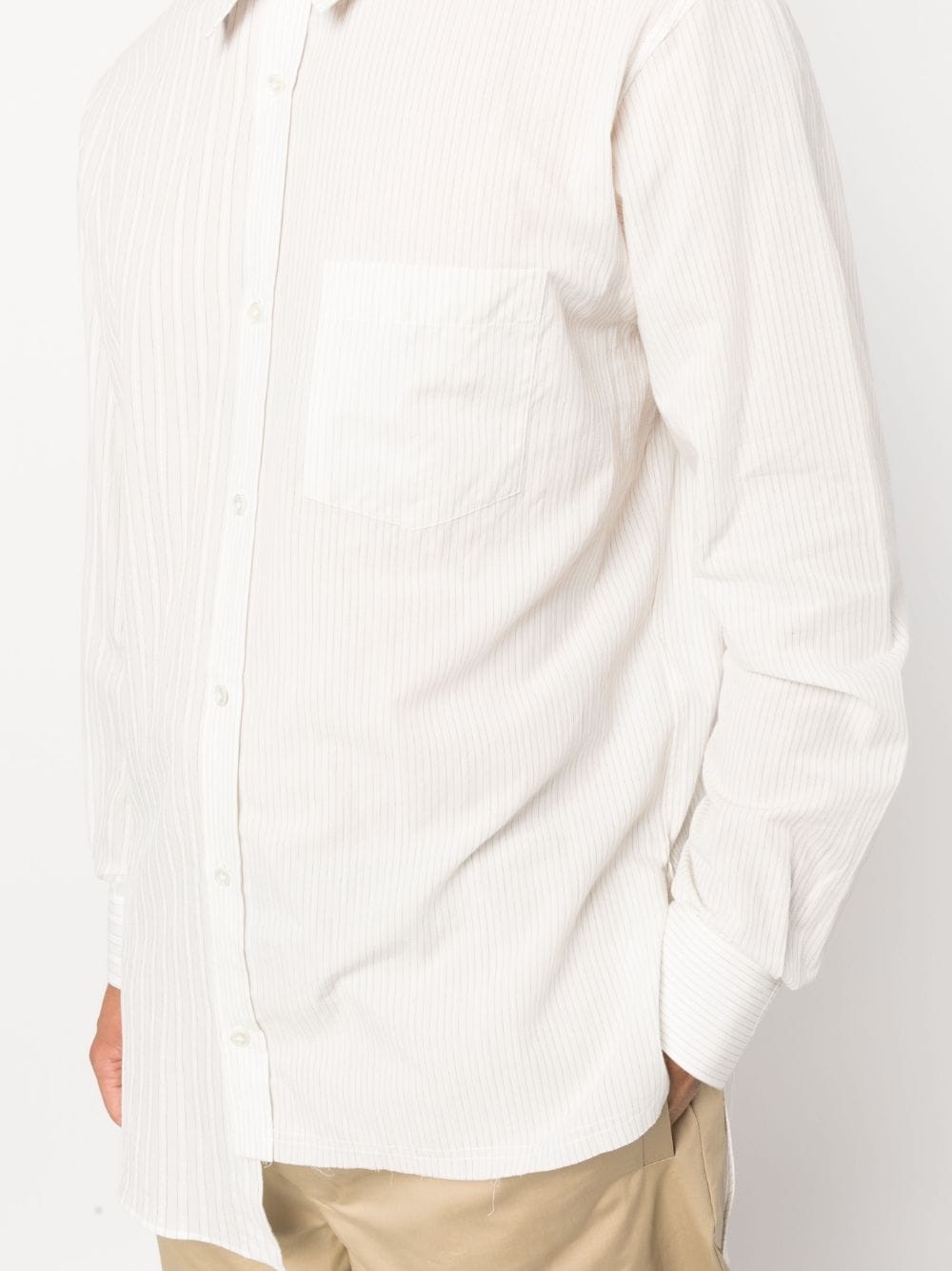 STRIPED ASYMMETRIC-HEM SHIRT - 4