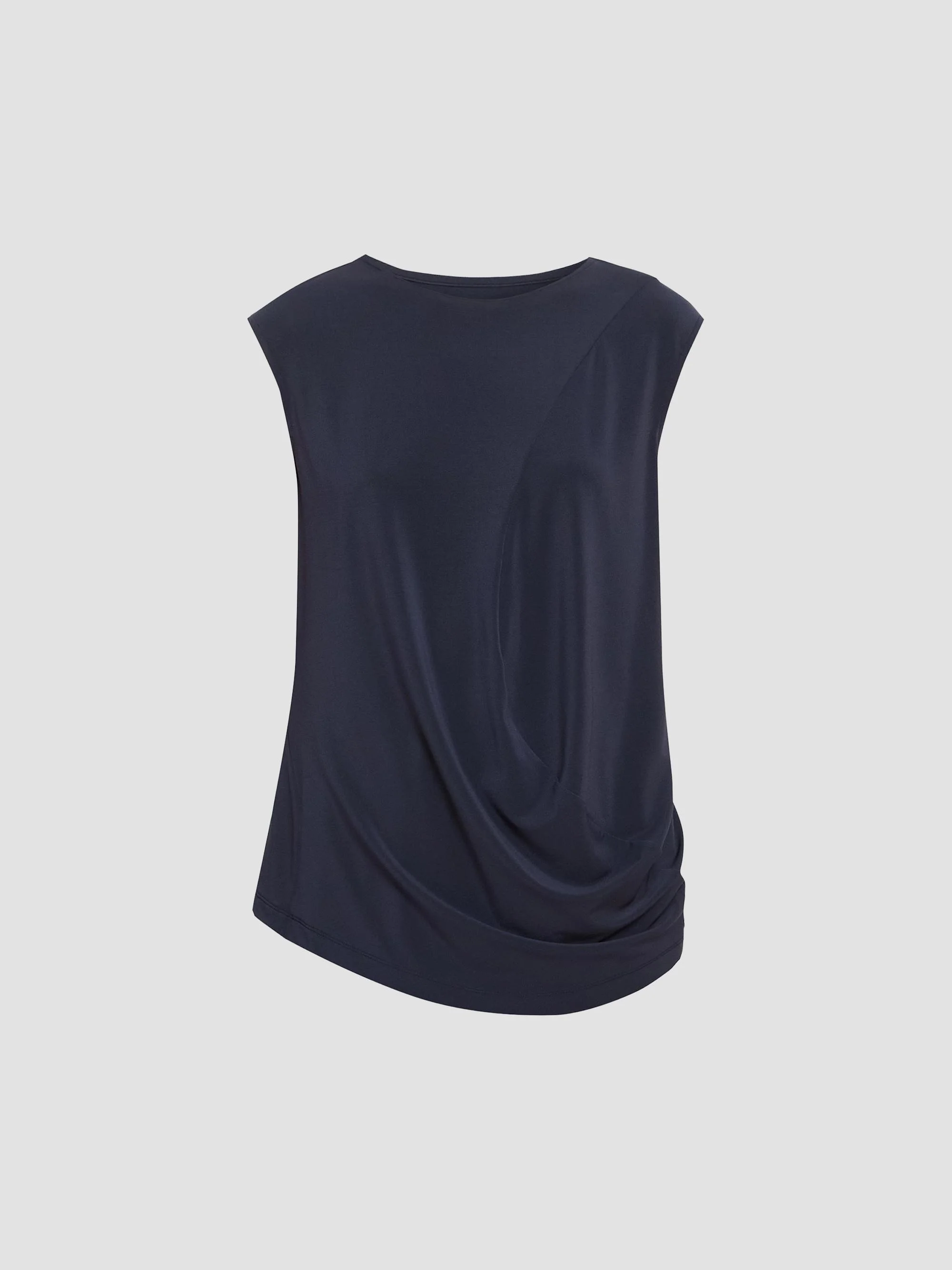 Women's Drape Jersey Top - Dark Navy - 1
