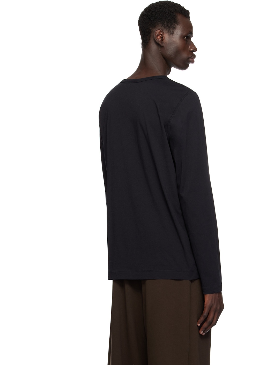 Black Crewneck Long Sleeve T-shirt - 3