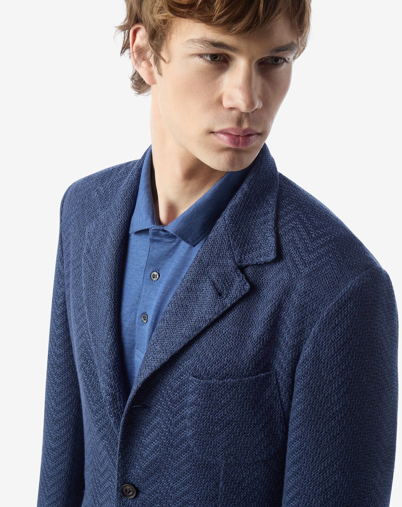 Navy blue linen jersey jacket - 4