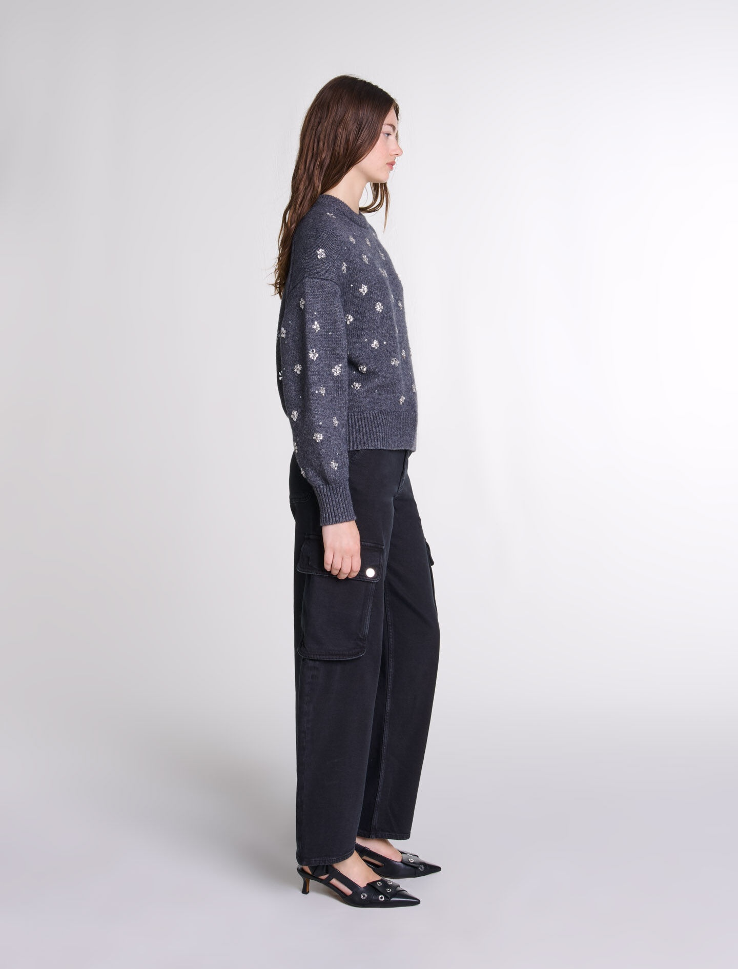 Knitted jumper with rhinestones - 3