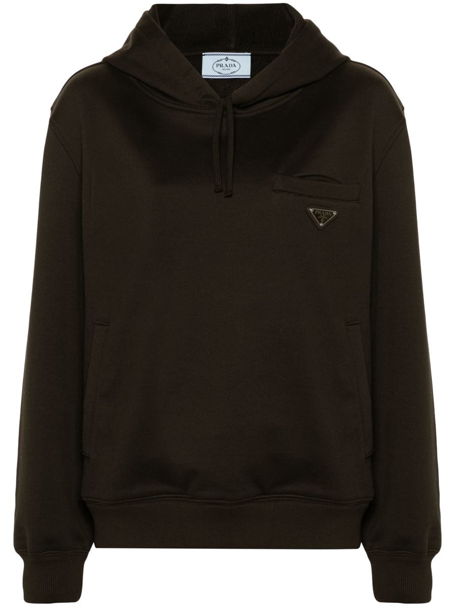 Prada Triangle-Logo Cotton Hoodie - 1