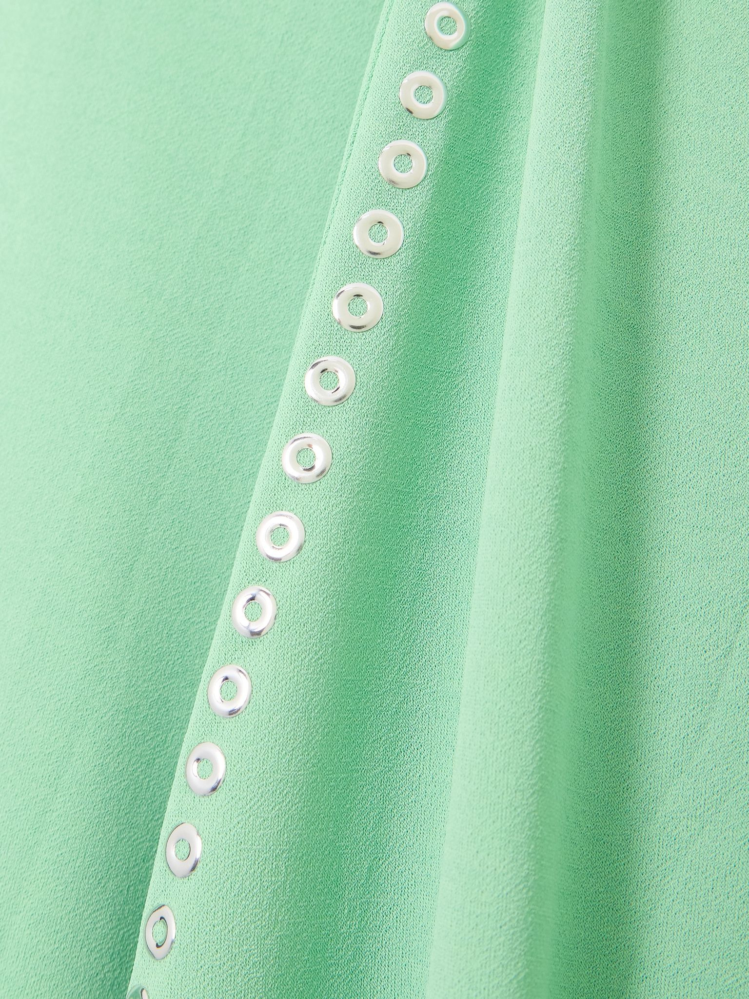 Studded gathered cutout jersey maxi skirt Light green - 4
