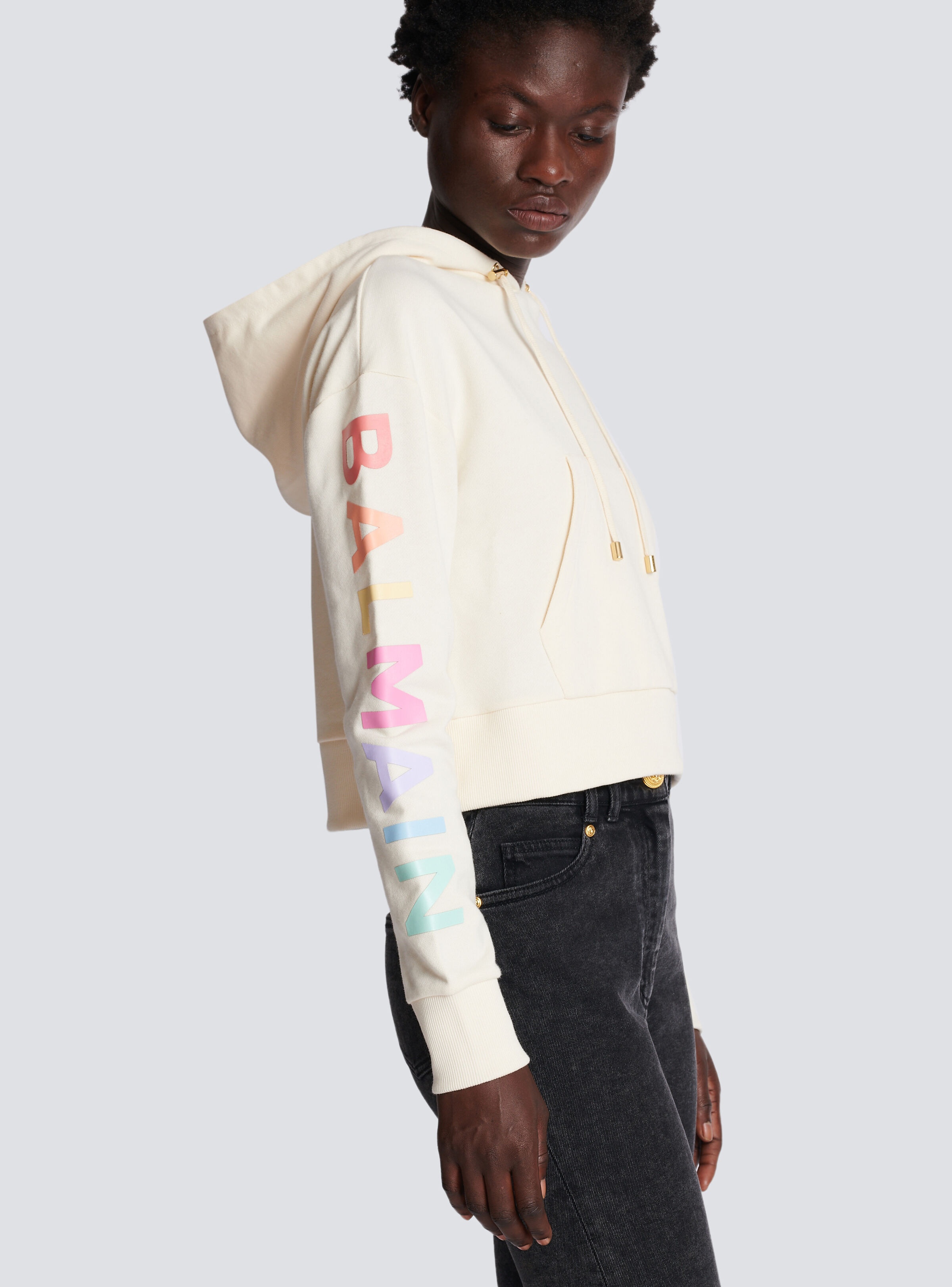 Cotton printed Balmain logo sweatshirt - 7