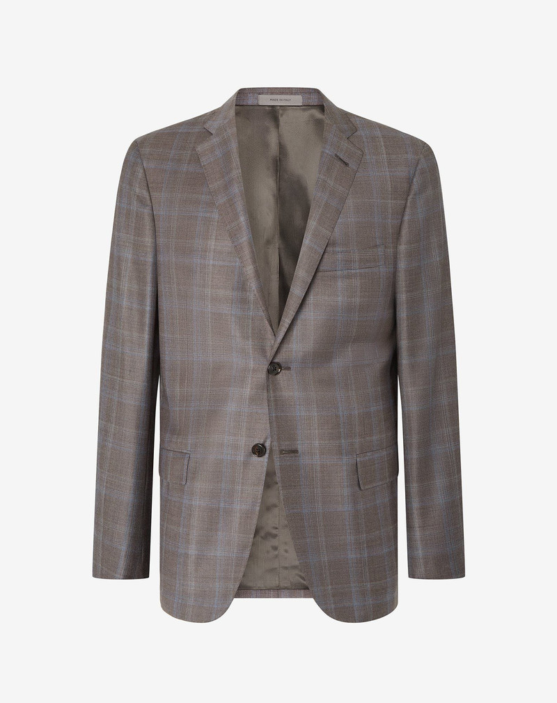 Brown overcheck 130’s wool jacket 1