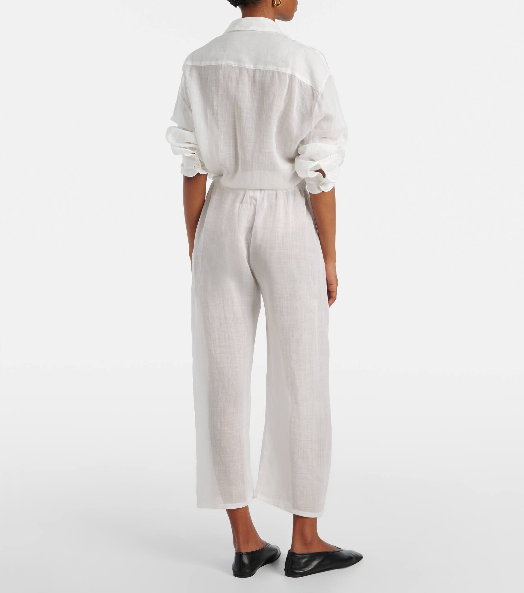 Niko ramie cropped barrel-leg pants - 3