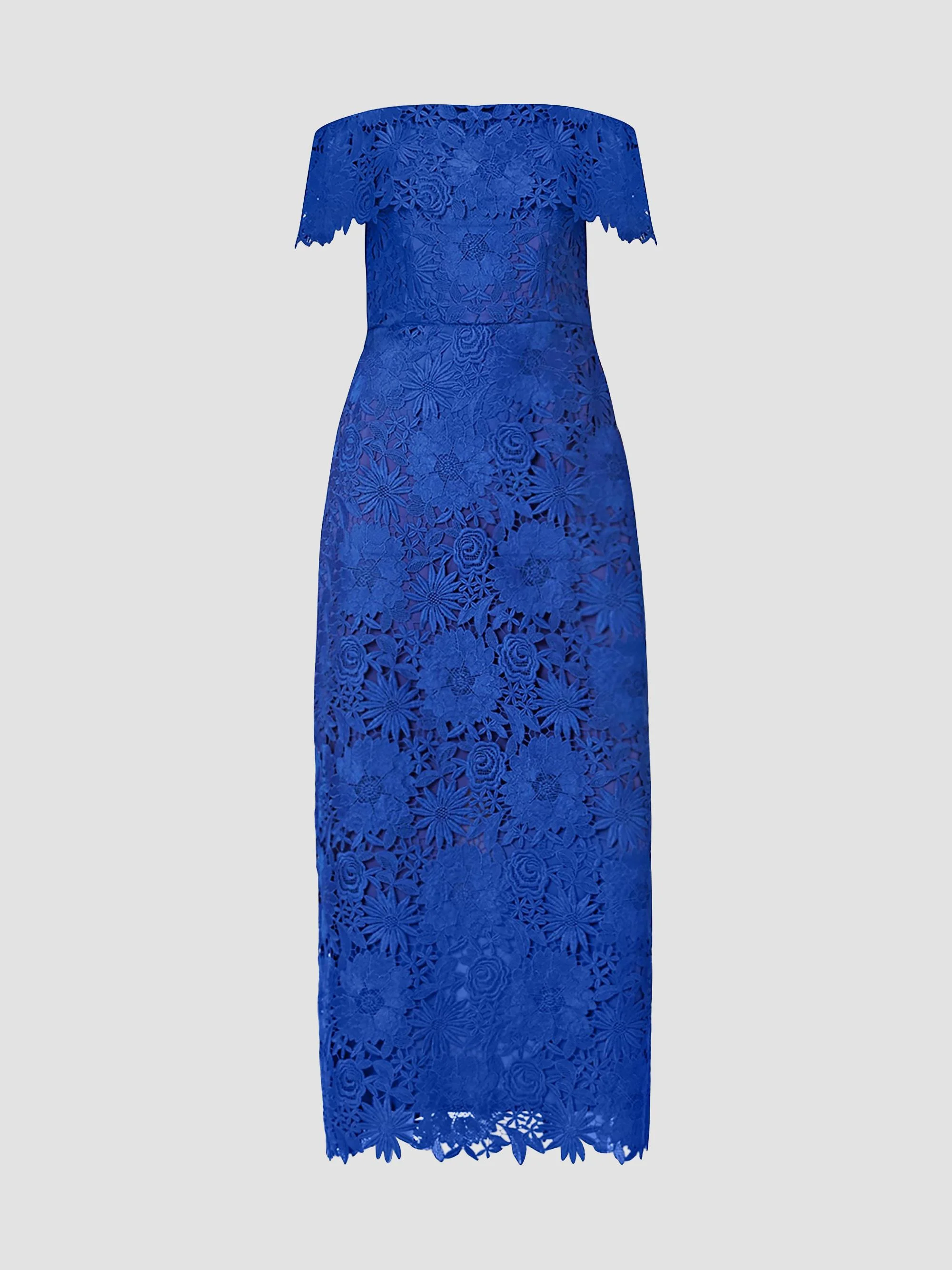 Women's Avril Floral Lace A-Line Midi Dress - Cobalt - 1