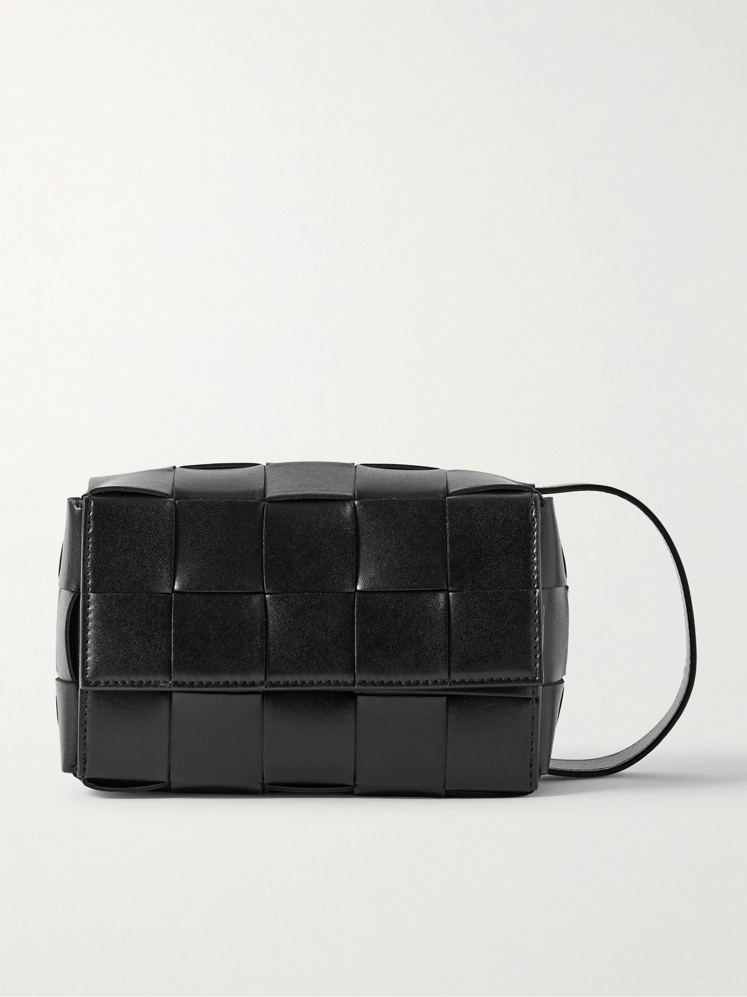 Intrecciato Leather Wash Bag Black - 1