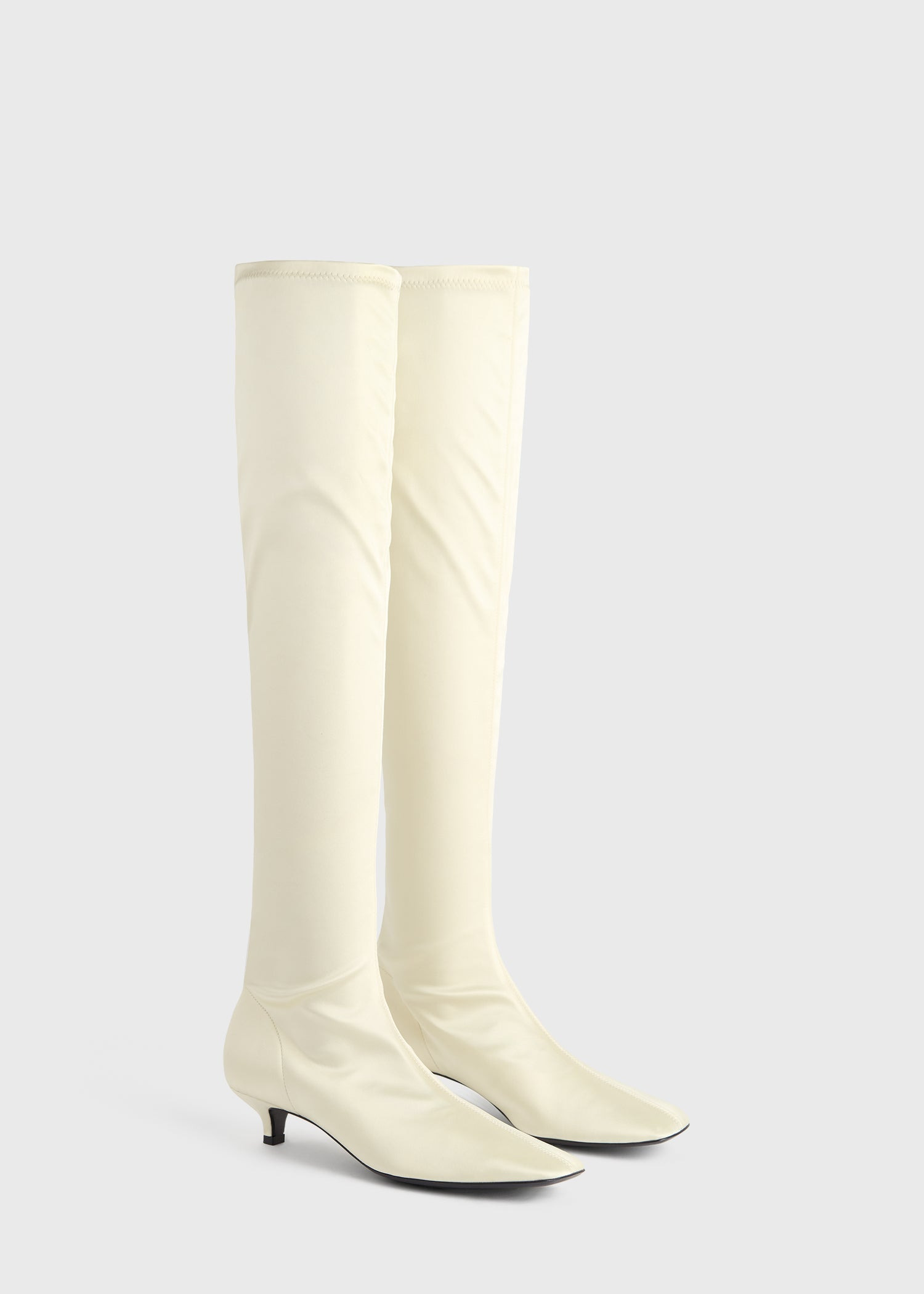 Satin knee-high boots milk - 7