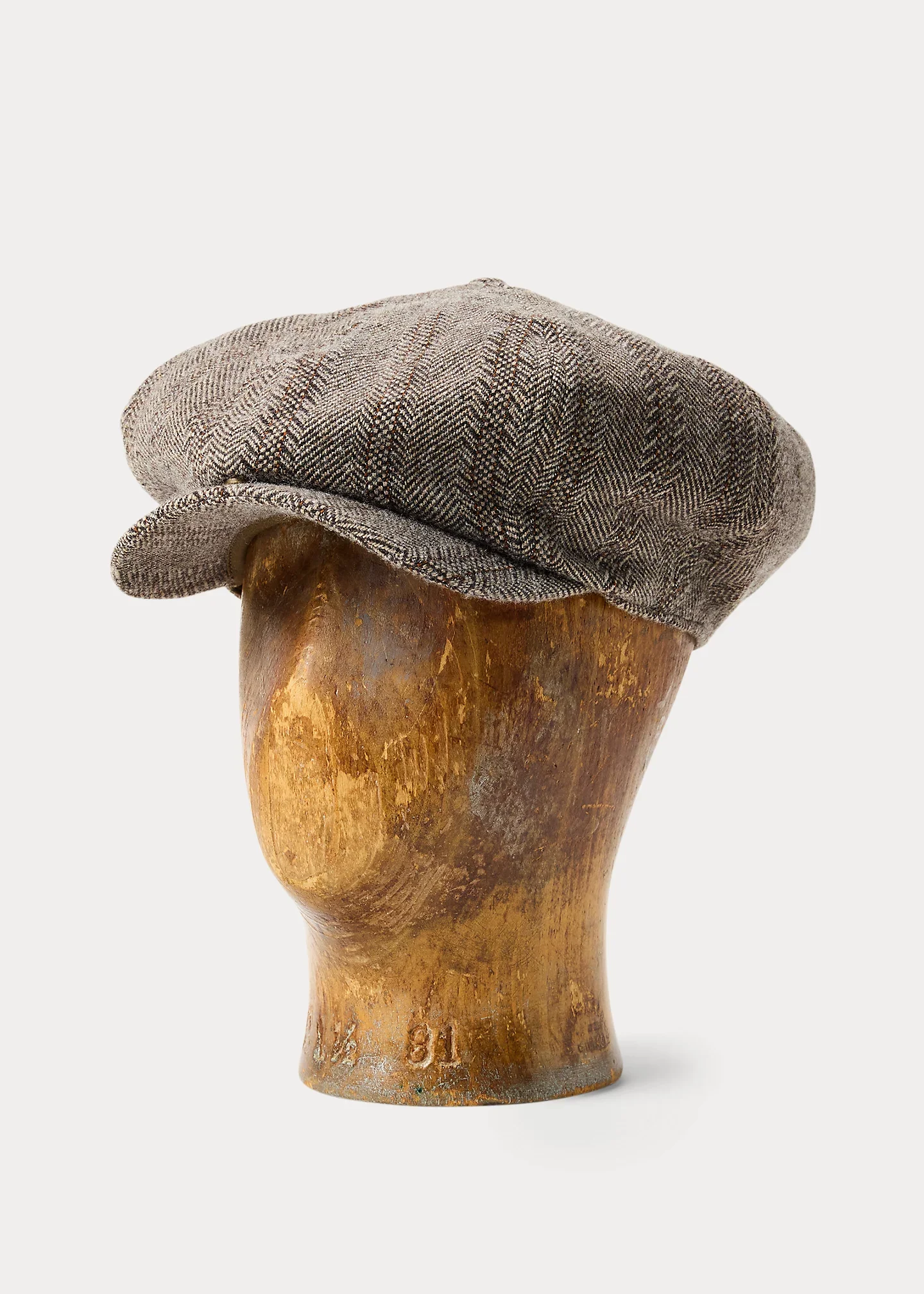 Wool-Cotton Herringbone Newsboy Cap - 1