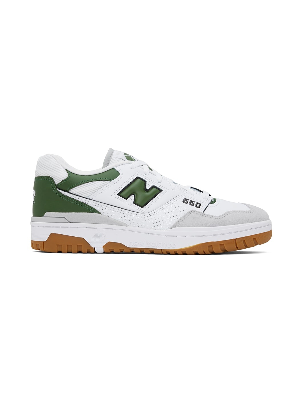 White & Green 550 Sneakers - 1