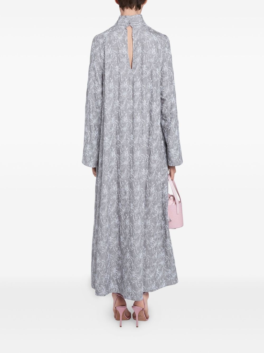 embroidered high-neck dress - 4