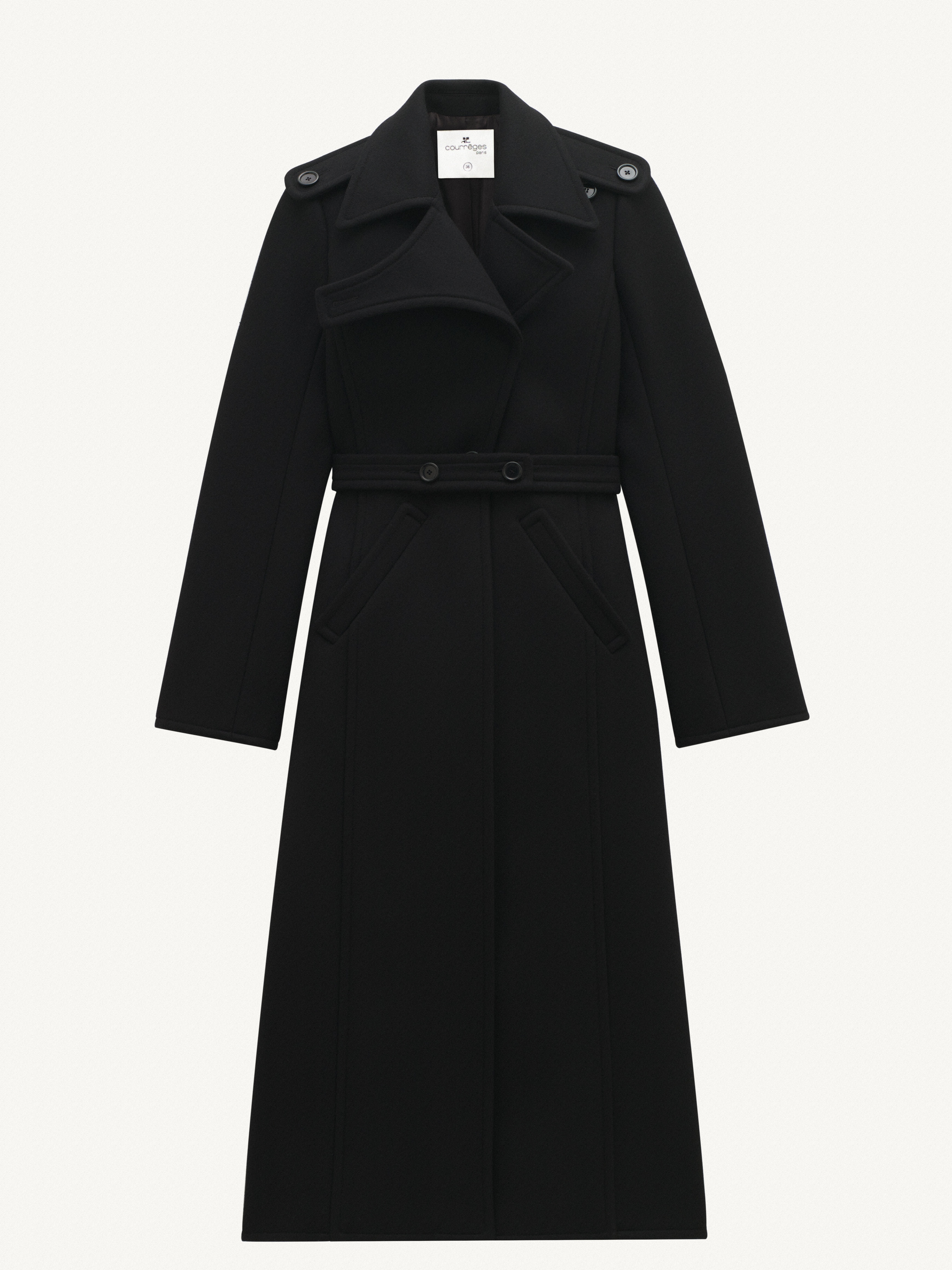 LONG WOOL TRENCH COAT - 1