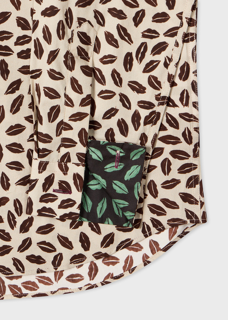 Paul Smith Slim-Fit Beige 'Lips' Print Shirt outlook